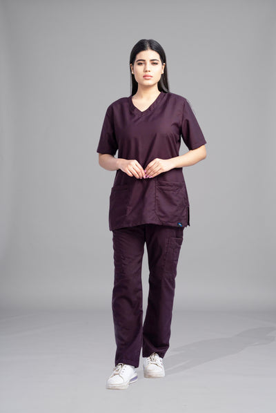 Buy Classic Curve™ wine scrubs for women in Pakistan by Gtex Apparels comfortable workwear for daily use 2