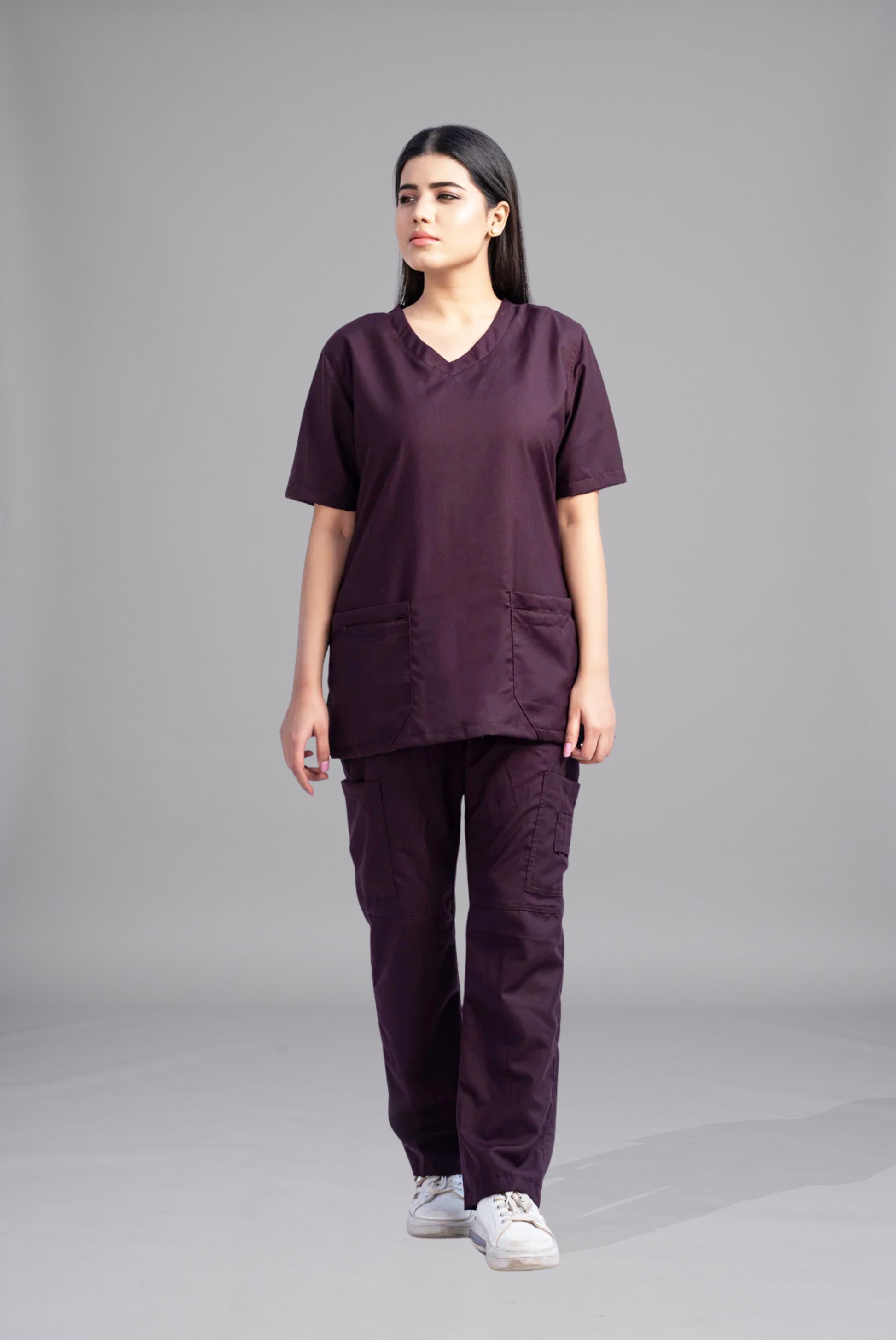 Buy Classic Curve™ wine scrubs for women in Pakistan by Gtex Apparels comfortable workwear for daily use 2