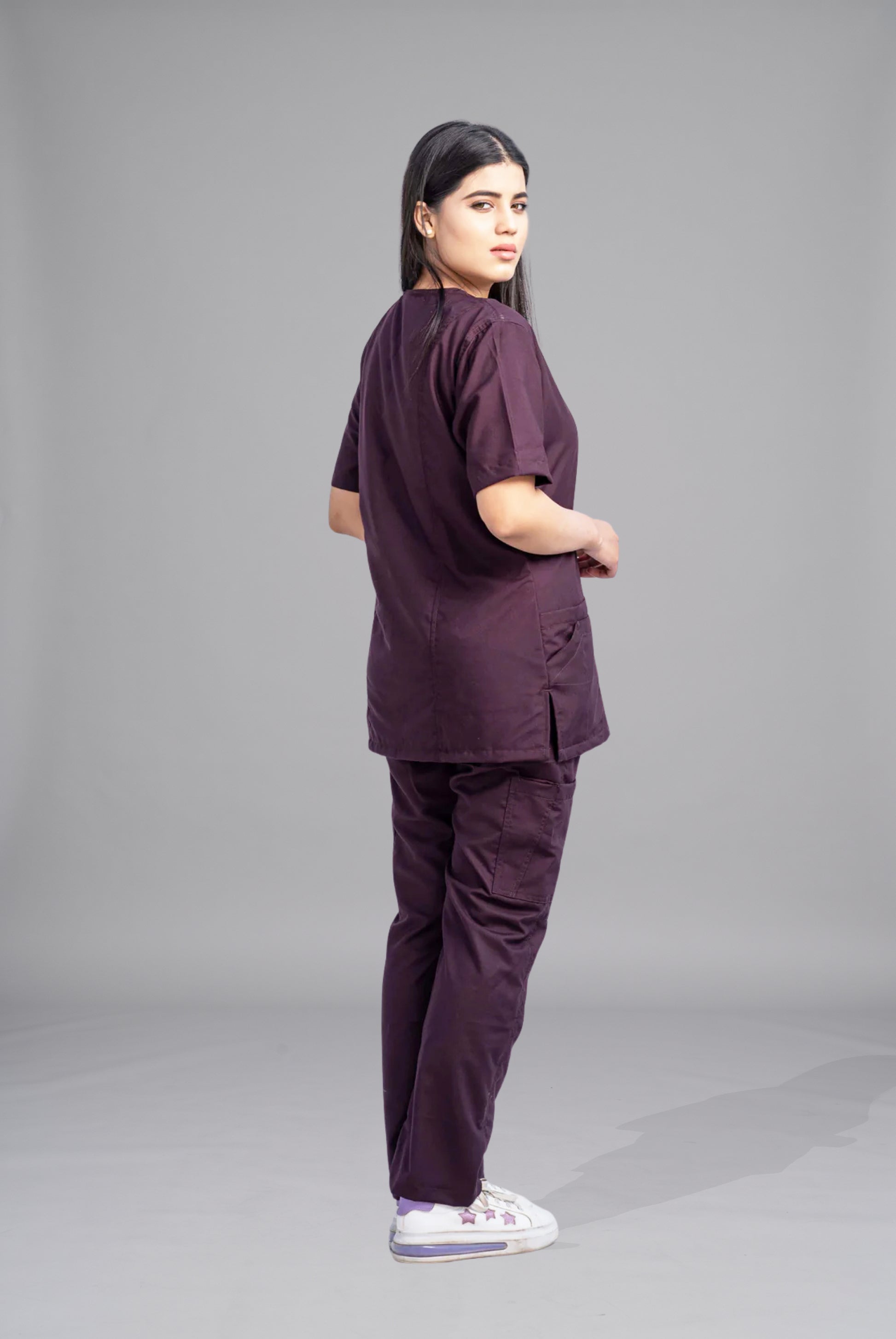 Buy Classic Curve™ wine scrubs for women in Pakistan by Gtex Apparels comfortable workwear for daily use 3