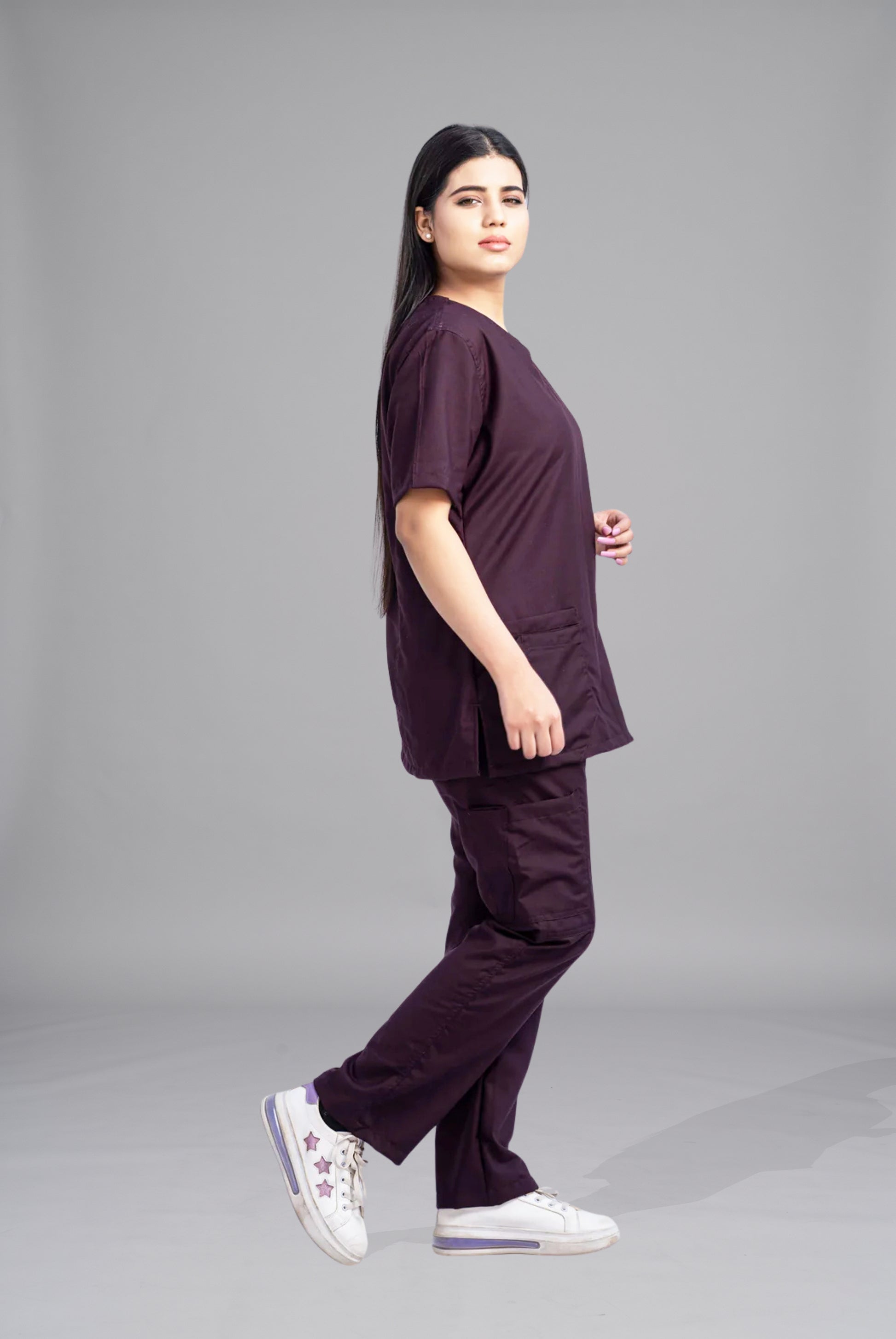 Buy Classic Curve™ wine scrubs for women in Pakistan by Gtex Apparels comfortable workwear for daily use 4