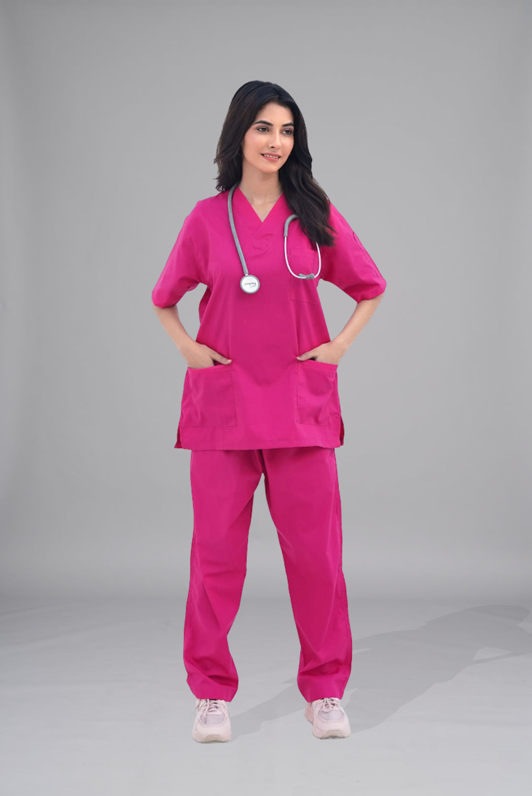 Buy Classic™ deep pink scrubs for women in Pakistan by Gtex Apparels, comfortable workwear for daily use 
1