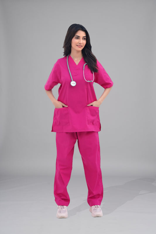 Buy Classic™ deep pink scrubs for women in Pakistan by Gtex Apparels, comfortable workwear for daily use 
1