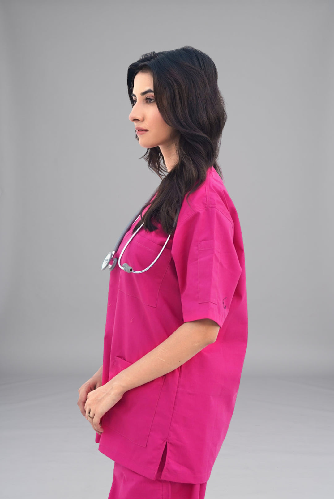 Buy Classic™ deep pink scrubs for women in Pakistan by Gtex Apparels, comfortable workwear for daily use 2
