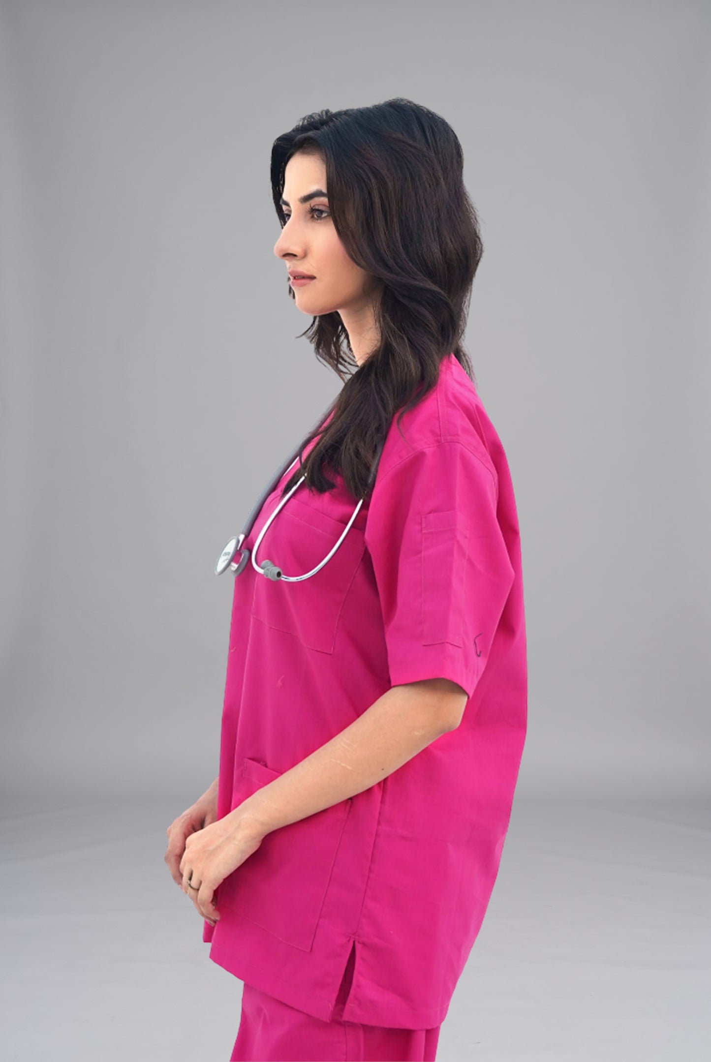 Buy Classic™ deep pink scrubs for women in Pakistan by Gtex Apparels, comfortable workwear for daily use 2

