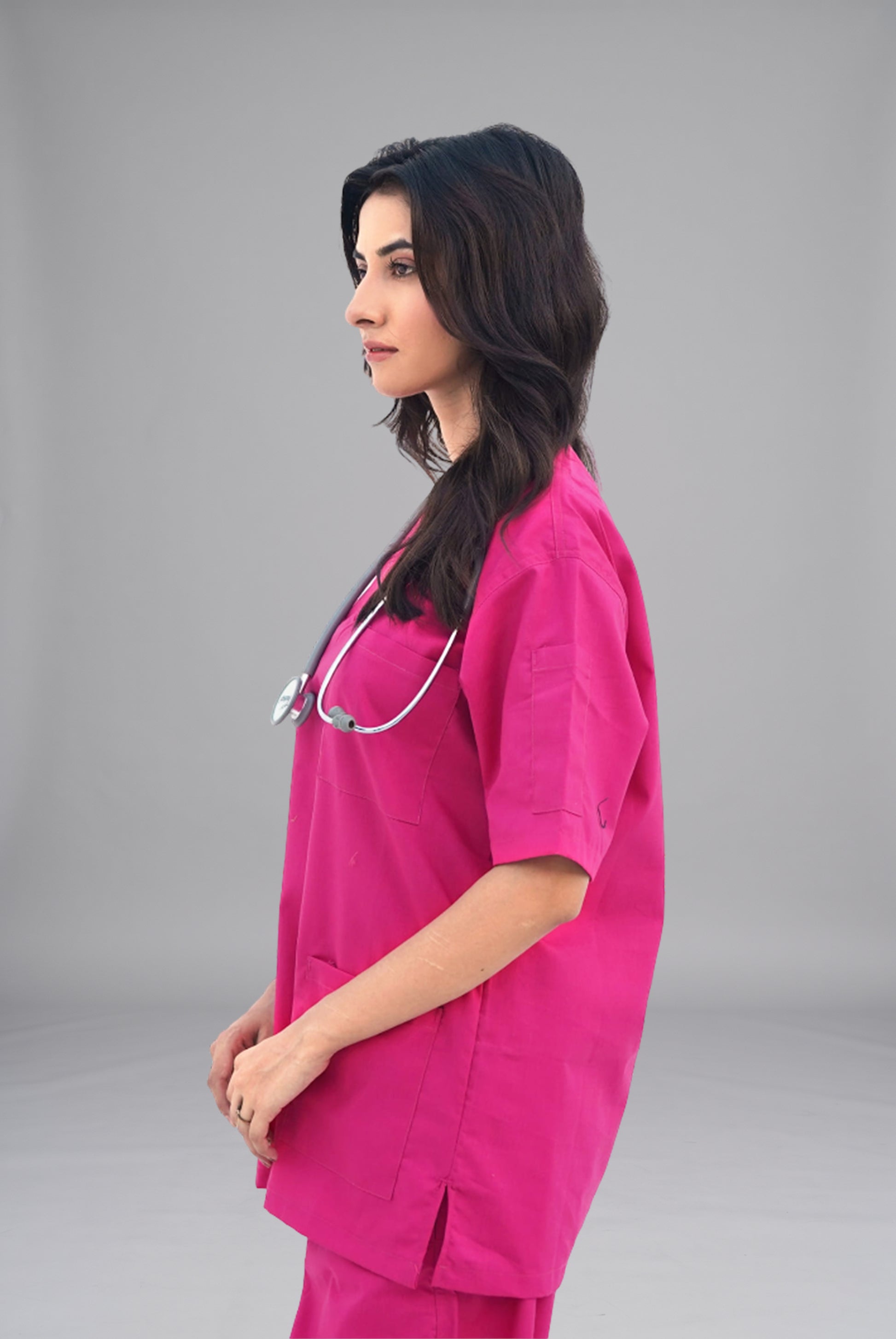 Buy Classic™ deep pink scrubs for women in Pakistan by Gtex Apparels, comfortable workwear for daily use 2
