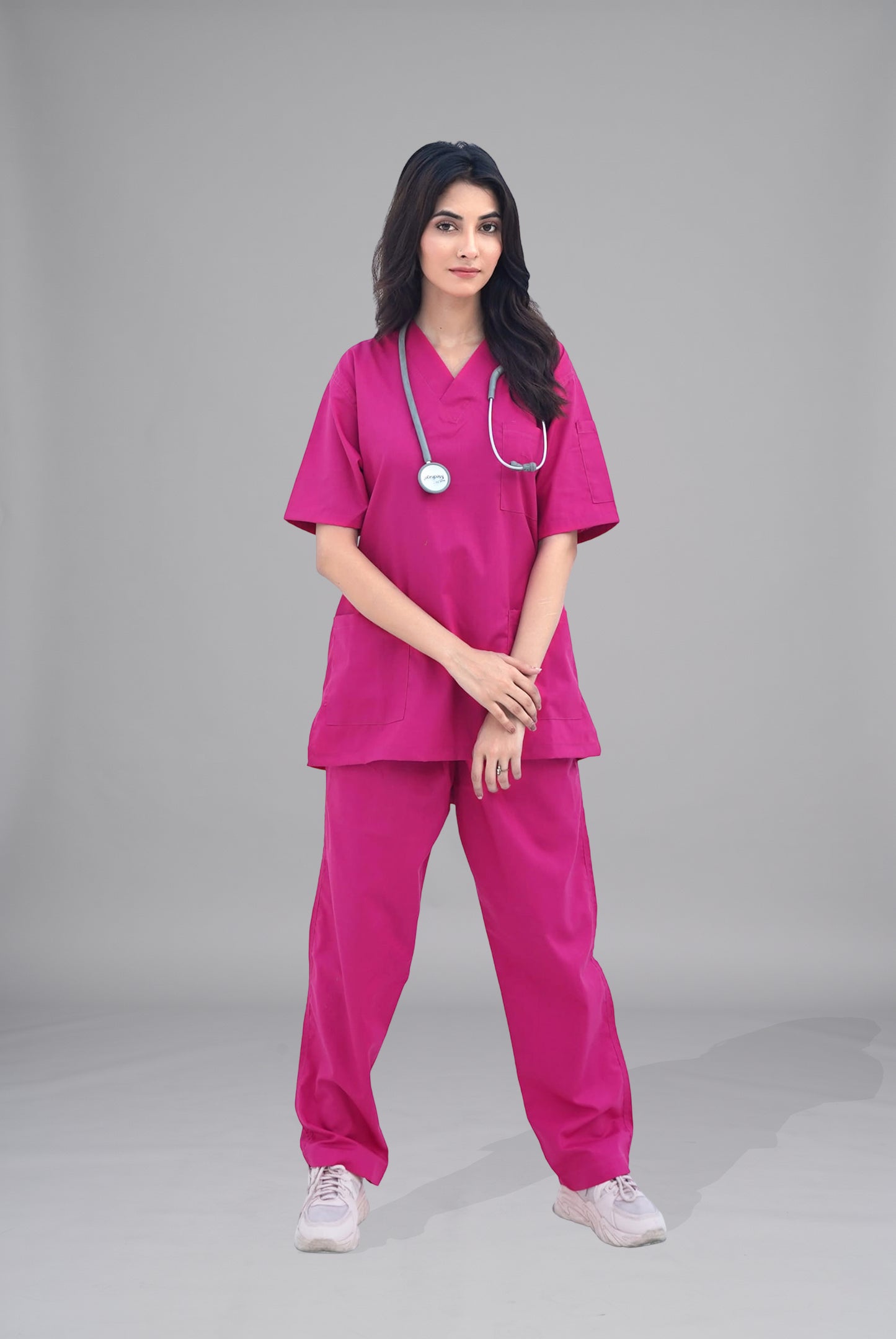 Buy Classic™ deep pink scrubs for women in Pakistan by Gtex Apparels, comfortable workwear for daily use 
7
