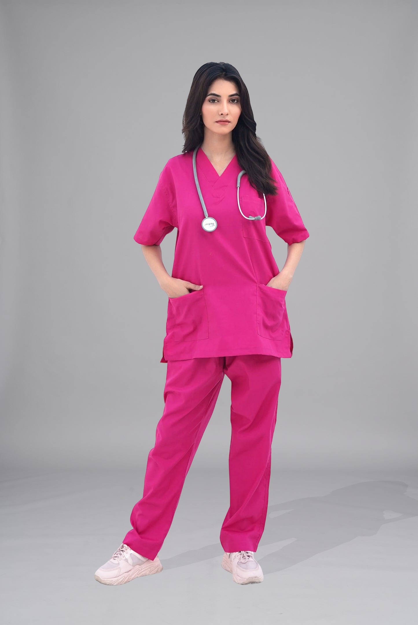 Buy Classic™ deep pink scrubs for women in Pakistan by Gtex Apparels, comfortable workwear for daily use 
9