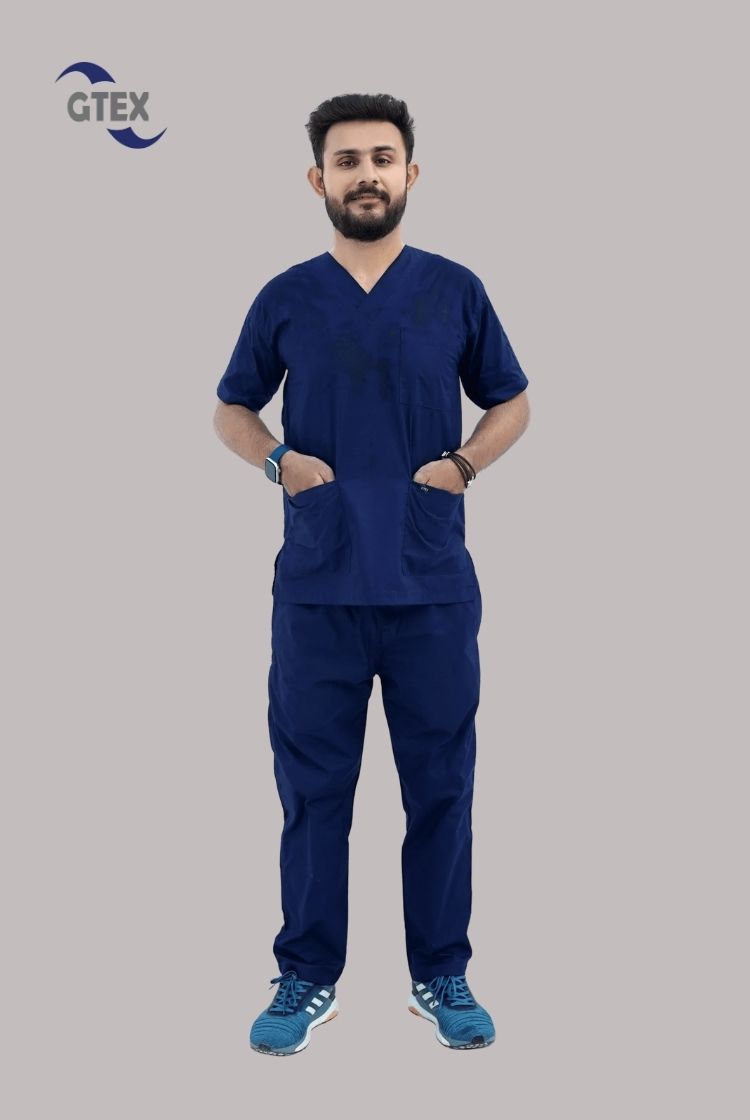 Classic™ Navy Blue Scrub Suit for Men by GTEX Apparels Pakistan