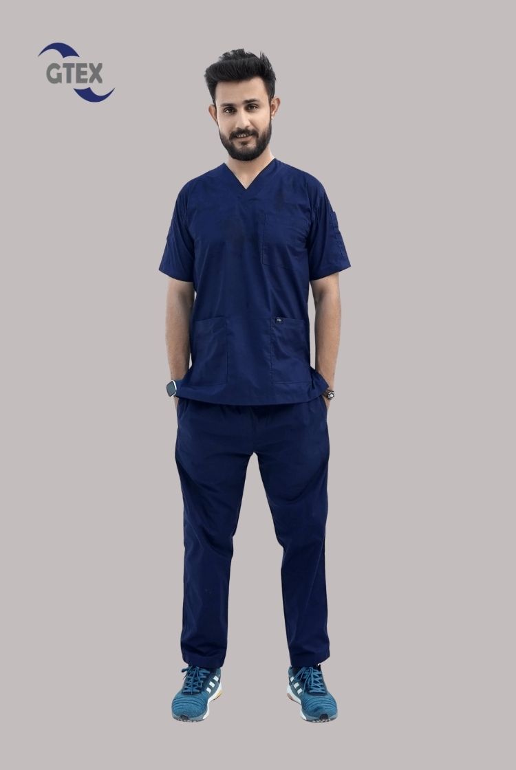 Classic™ Navy Blue Scrub Suit for Men by GTEX Apparels Pakistan