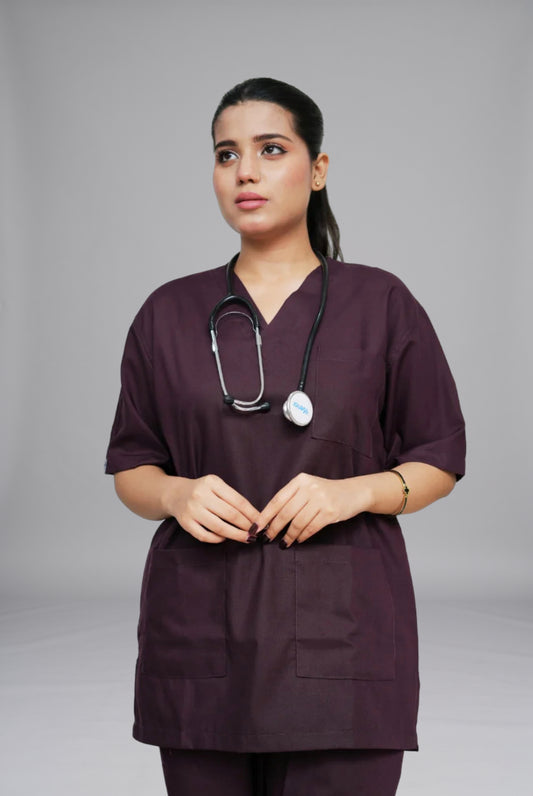 Buy classic wine scrub for women in pakistan  by Gtex Apparel Pakistan offers a premium, durable and comfortable scrubs with easy returns 