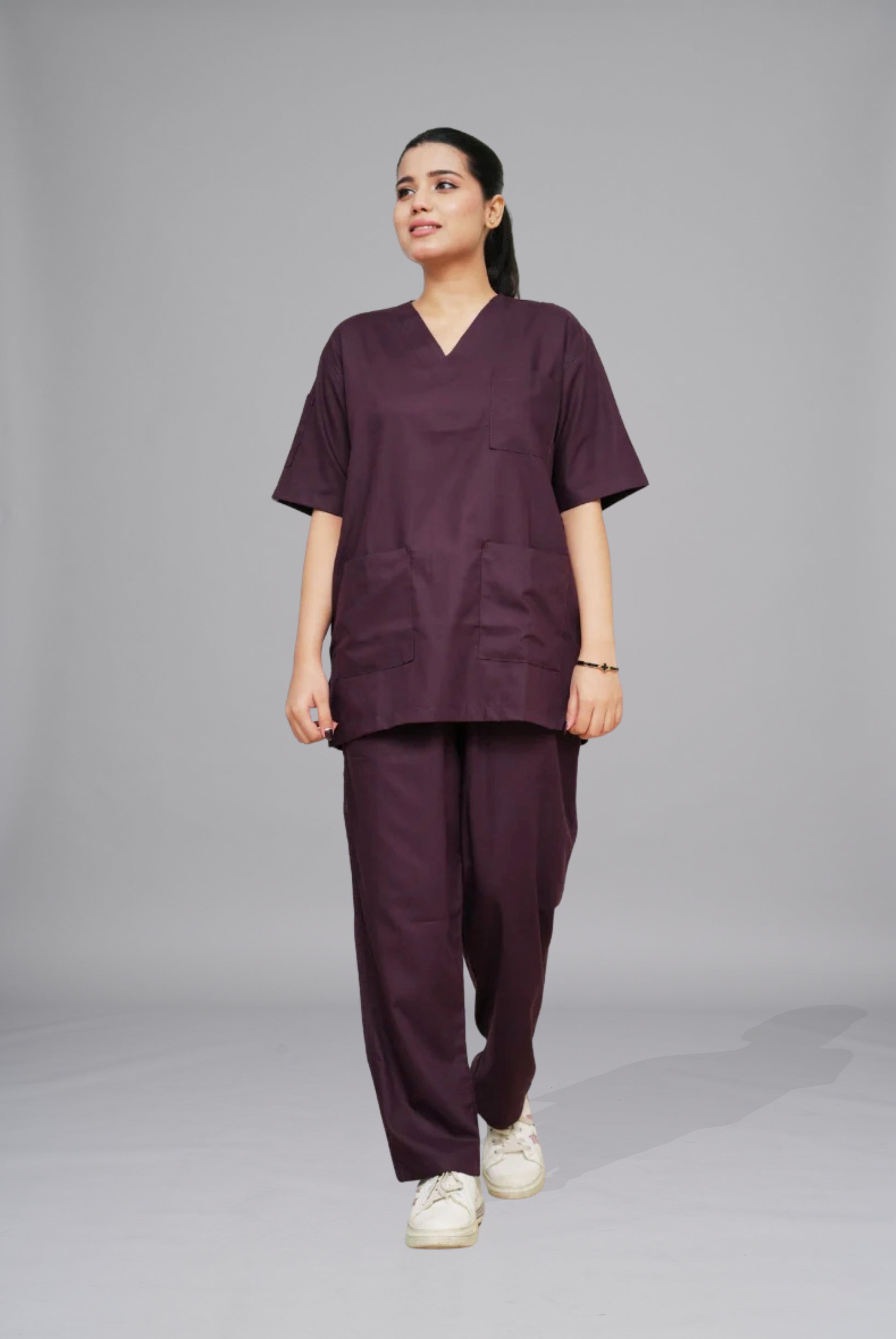 Buy classic wine scrub for women in pakistan  by Gtex Apparel Pakistan offers a premium, durable and comfortable scrubs with easy returns 1