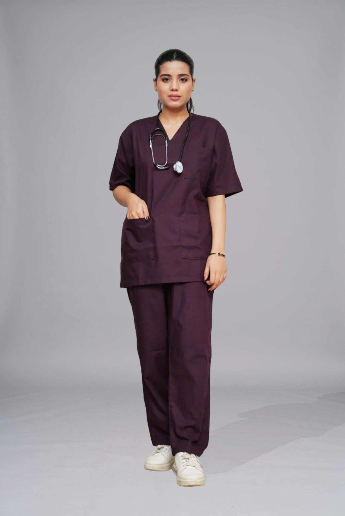 Buy classic wine scrub for women in pakistan  by Gtex Apparel Pakistan offers a premium, durable and comfortable scrubs with easy returns 4