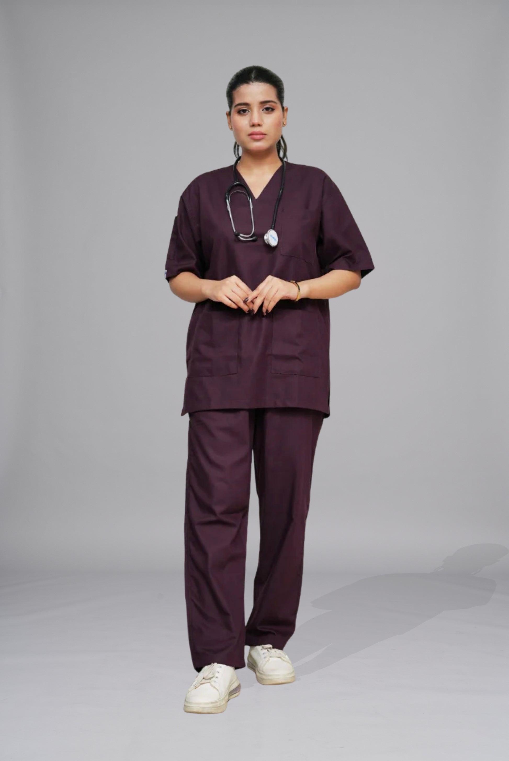 Buy classic wine scrub for women in pakistan  by Gtex Apparel Pakistan offers a premium, durable and comfortable scrubs with easy returns 6