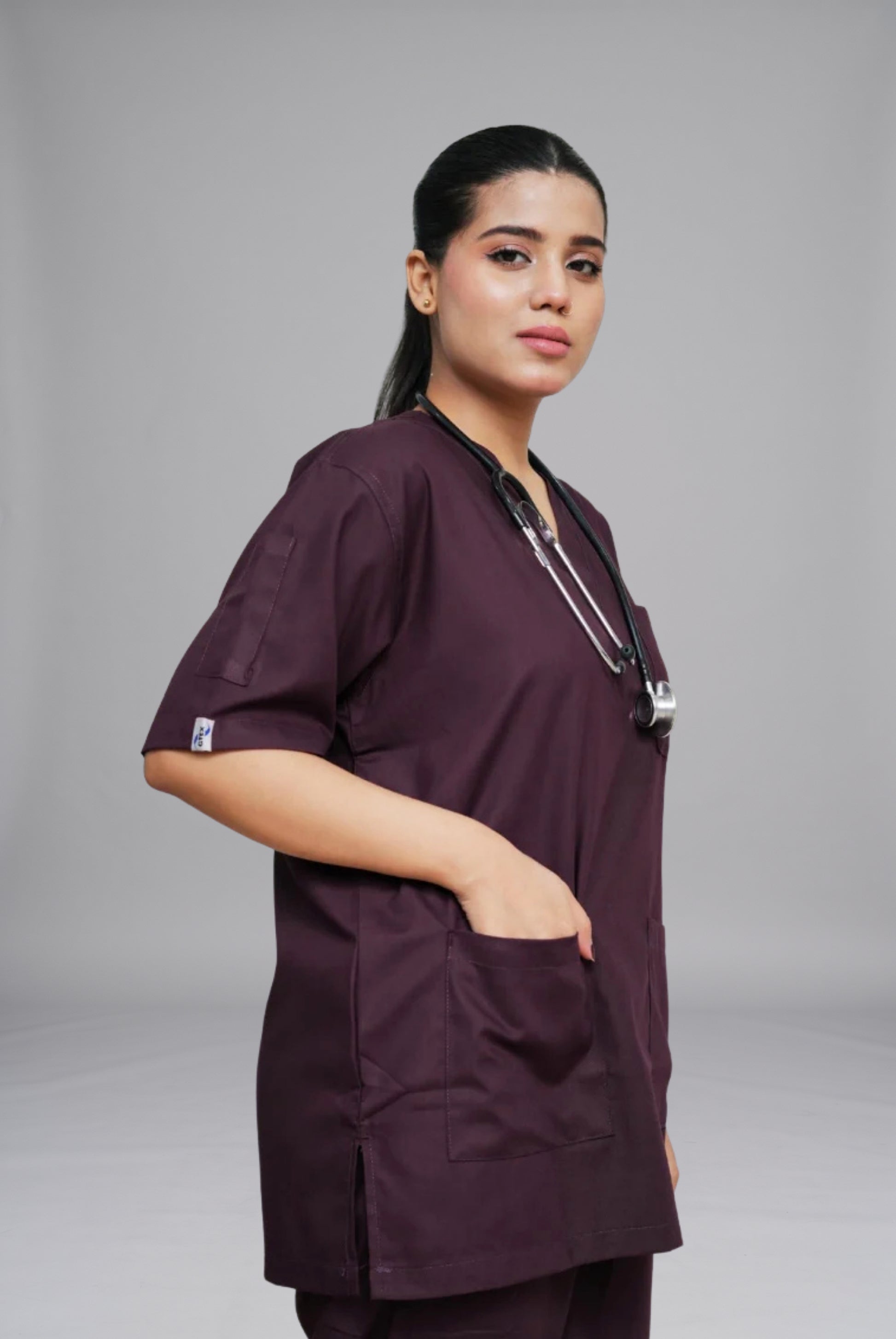 Buy classic wine scrub for women in pakistan  by Gtex Apparel Pakistan offers a premium, durable and comfortable scrubs with easy returns 7
