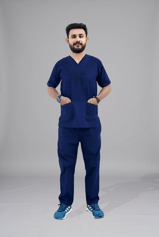 Buy Classic navy blue scrubs for men in Pakistan by Gtex Apparels comfortable workwear for daily use 1
