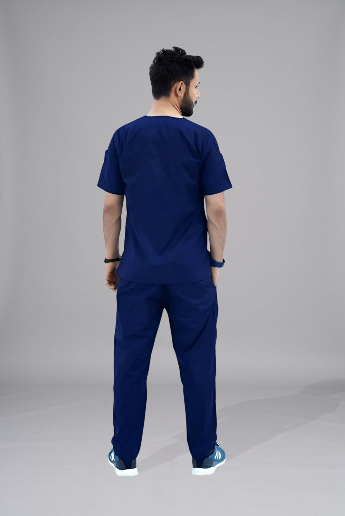 Buy Classic navy blue scrubs for men in Pakistan by Gtex Apparels comfortable workwear for daily use 3
