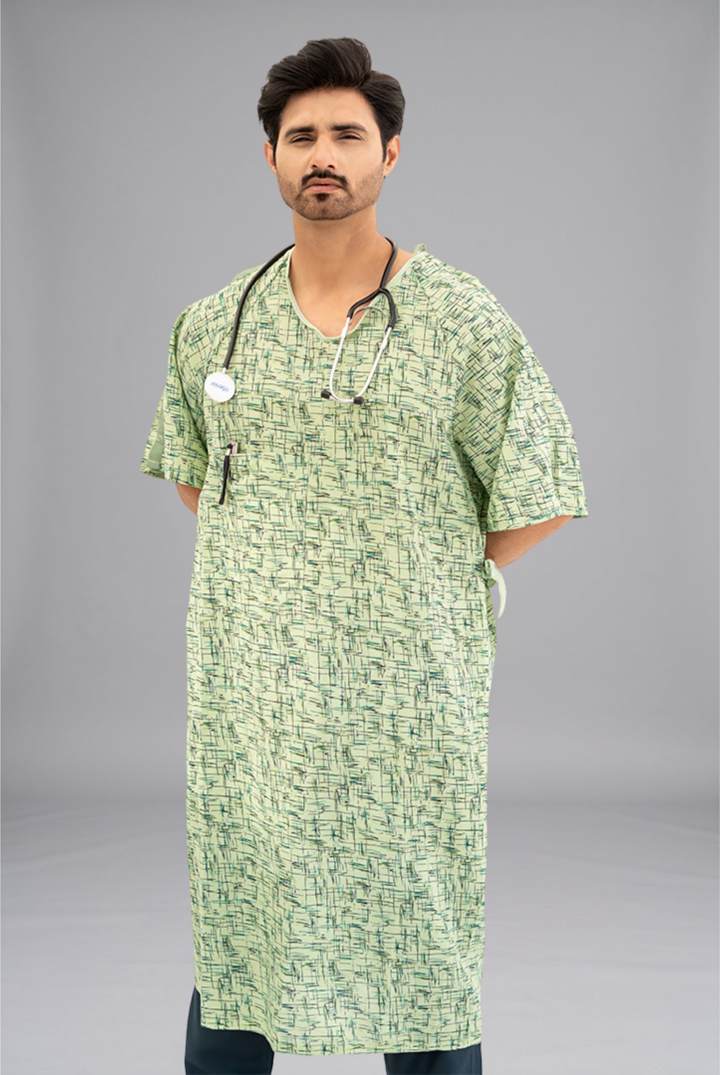 Comfort Printed Patient Gown by GTEX Apparels Pakistan – Lightweight, Breathable & Easy-to-Wear Hospital Gown 2