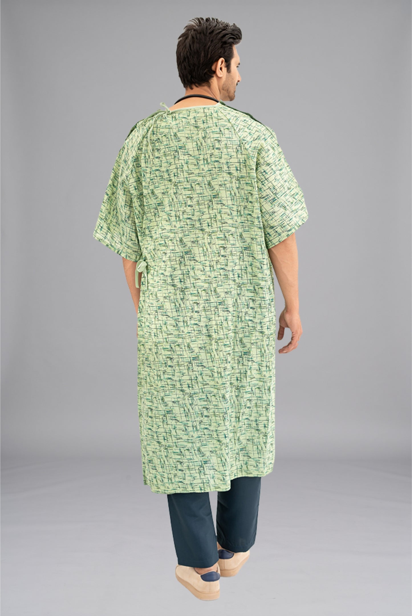Comfort Printed Patient Gown by GTEX Apparels Pakistan – Lightweight, Breathable & Easy-to-Wear Hospital Gown 3