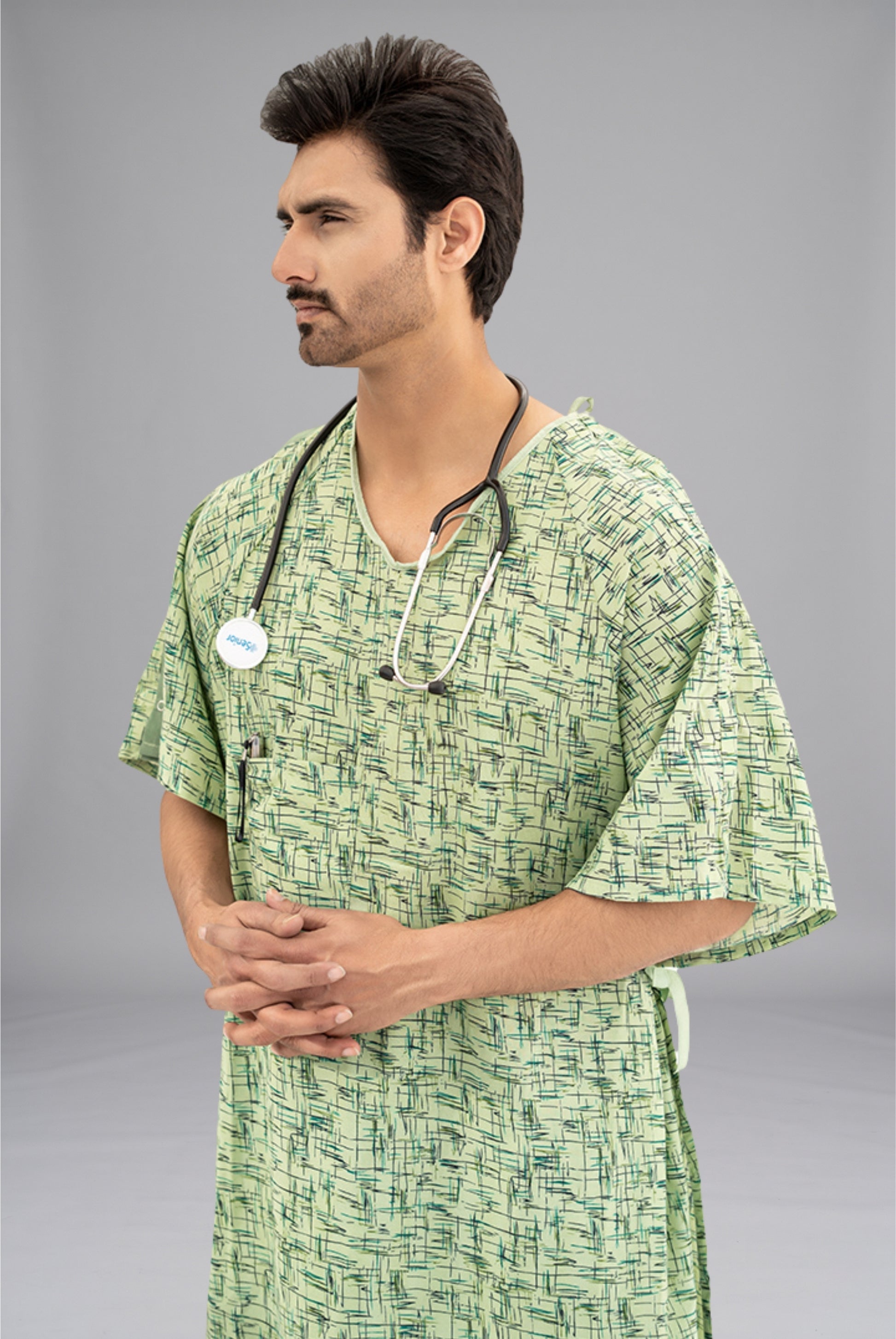 Comfort Printed Patient Gown by GTEX Apparels Pakistan – Lightweight, Breathable & Easy-to-Wear Hospital Gown 4
