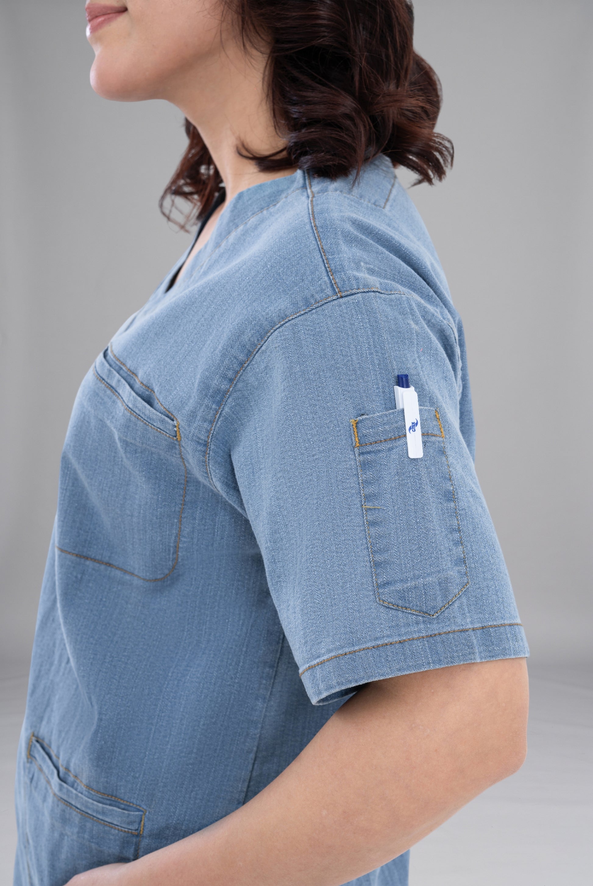 Buy denim light scrub for unisex in Pakistan by Gtex Apparels comfortable workwear for daily use 5