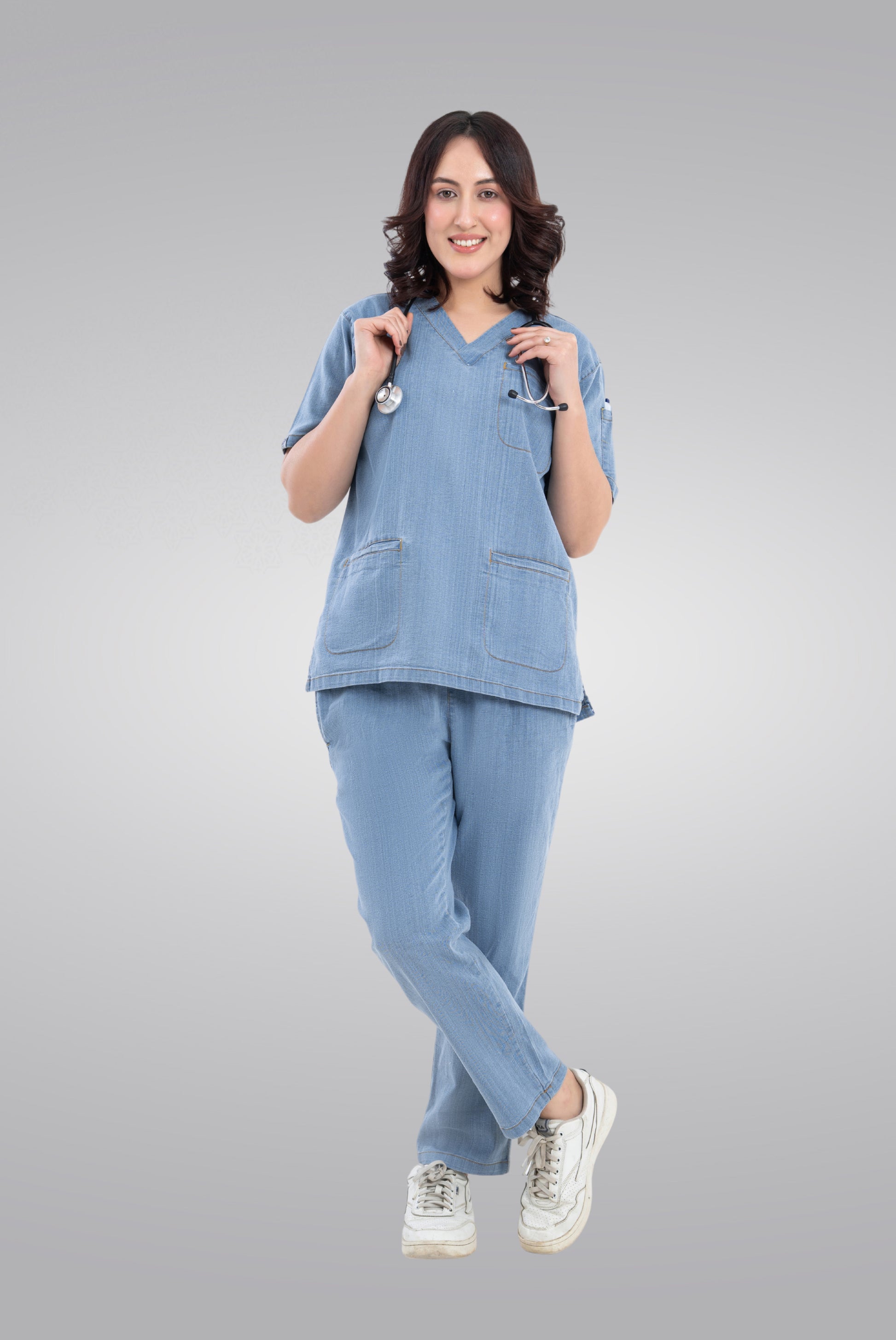 Buy denim light scrub for unisex in Pakistan by Gtex Apparels comfortable workwear for daily use 1