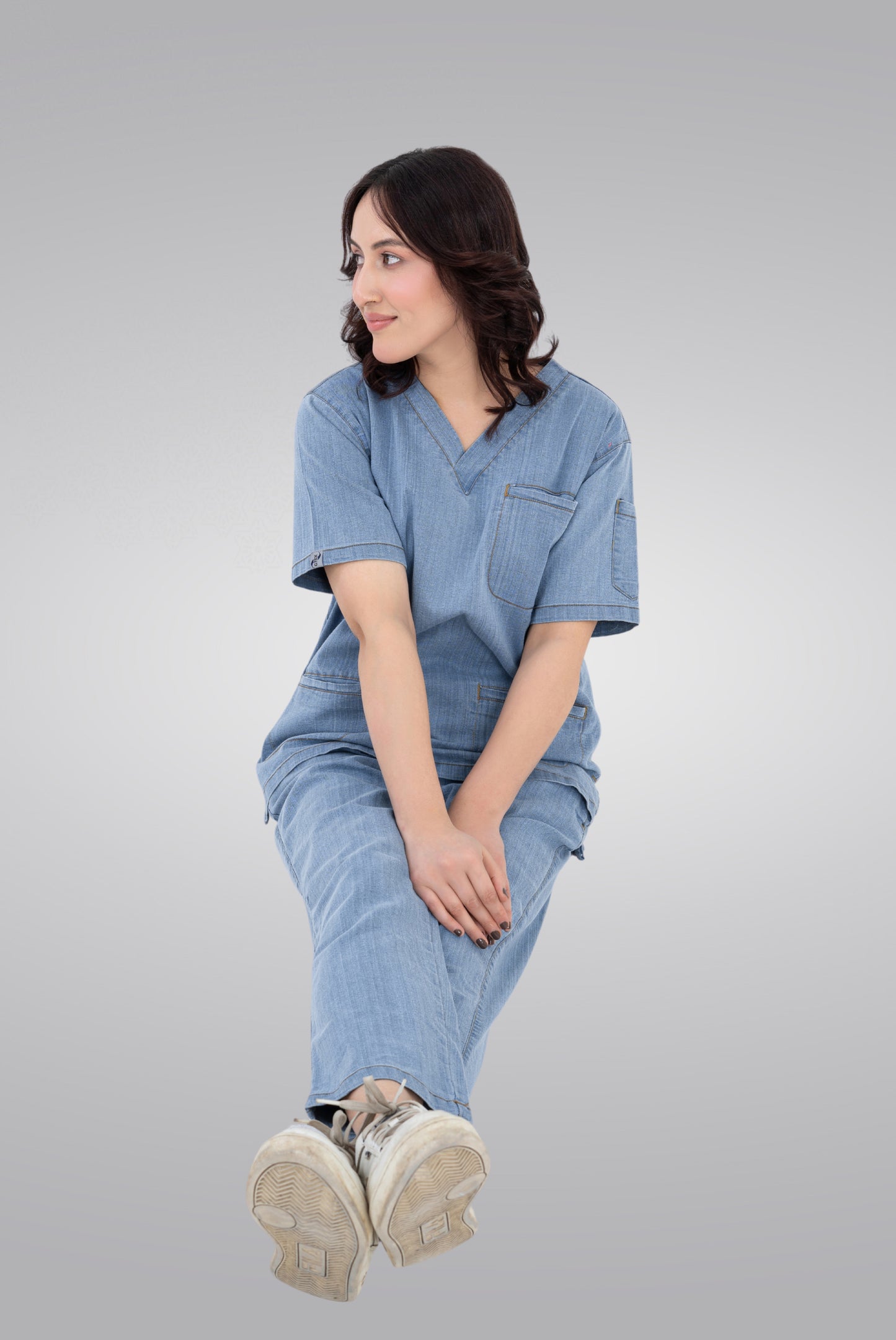 Buy denim light scrub for unisex in Pakistan by Gtex Apparels, comfortable workwear for daily use 7
