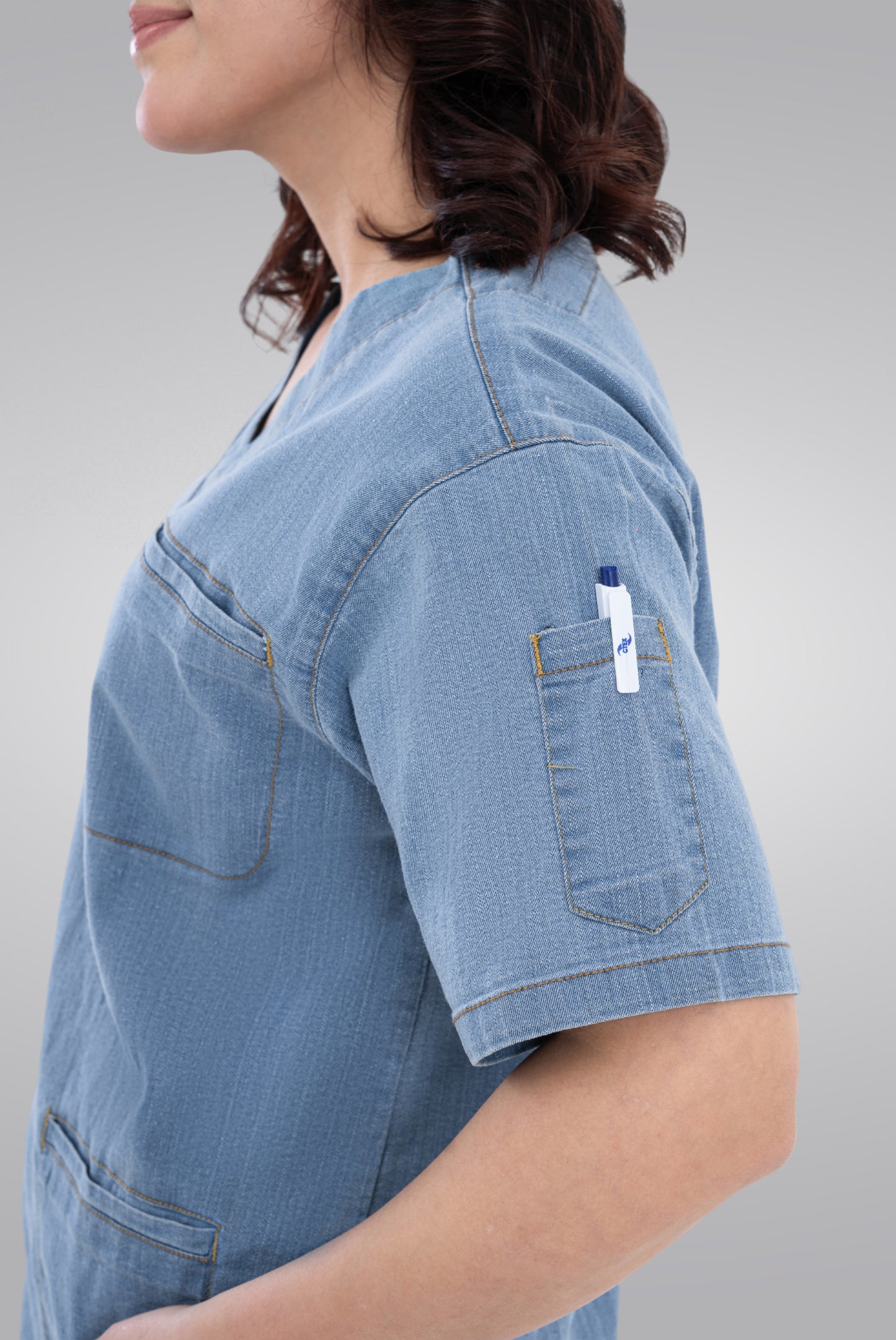 Buy denim light scrub for unisex in Pakistan by Gtex Apparels, comfortable workwear for daily use 8