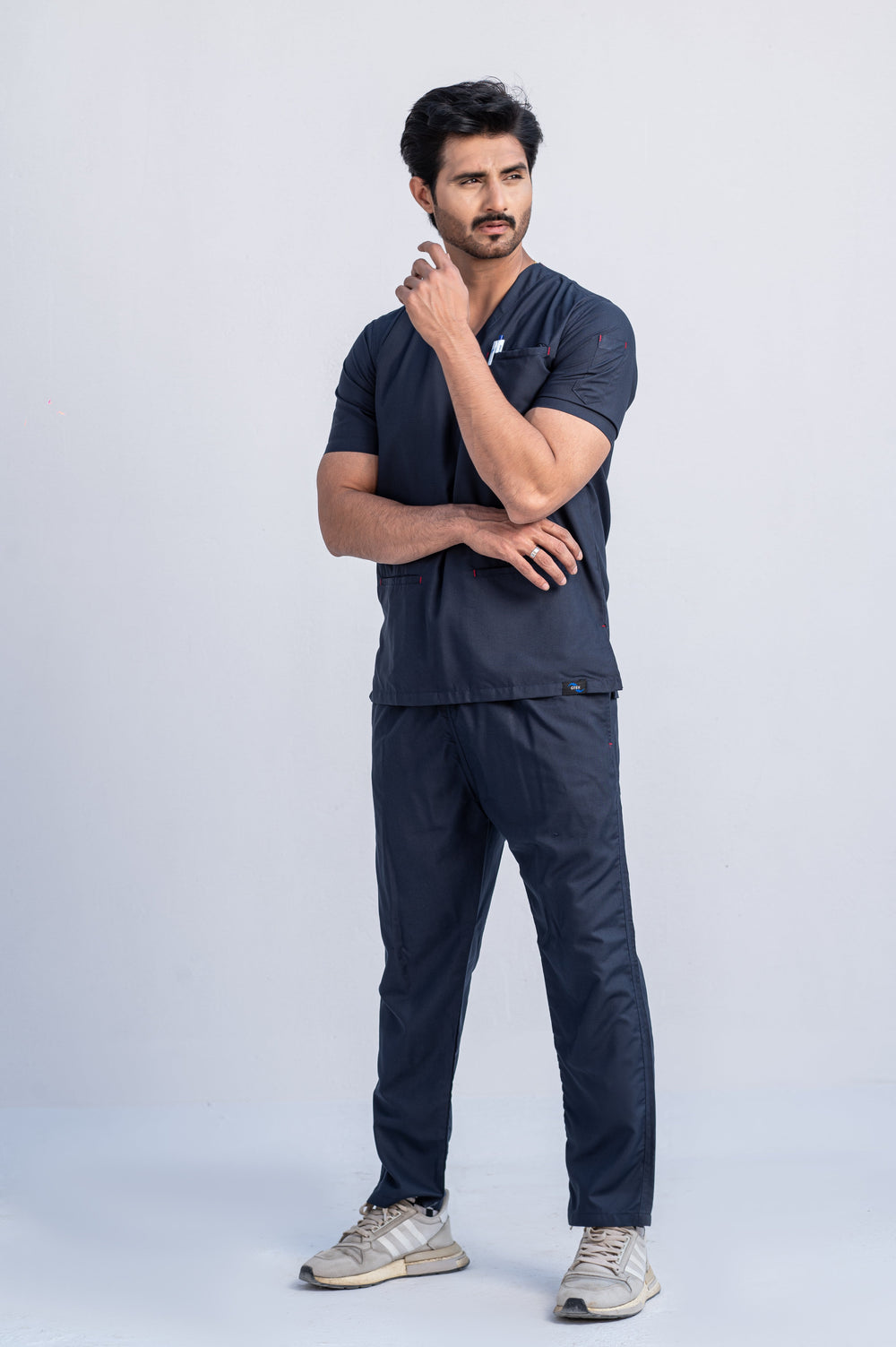 Edge Line™ Aqua Blue Scrub Suit for Men by GTEX Apparels Pakistan