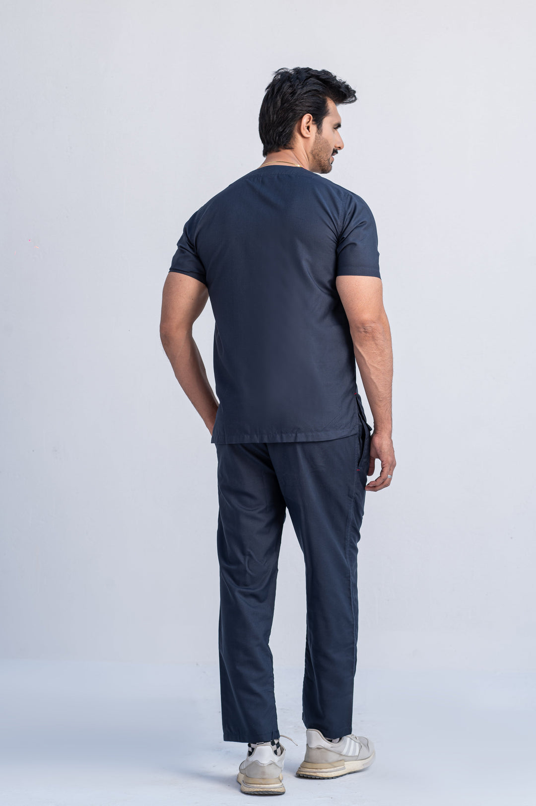 Edge Line™ Aqua Blue Scrub Suit for Men by GTEX Apparels Pakistan