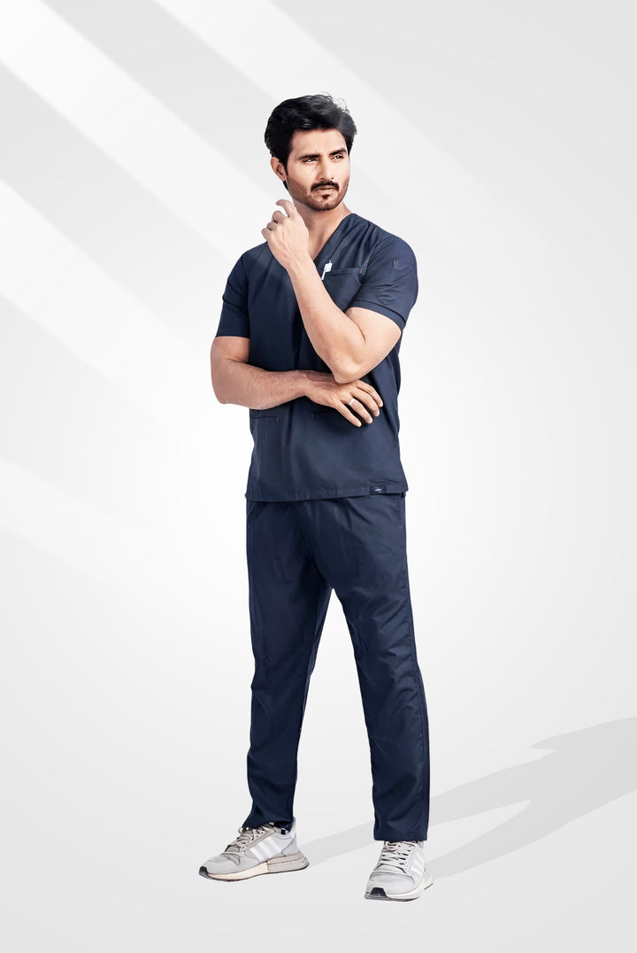 Edge Line™ Aqua Blue Scrub Suit for Men by GTEX Apparels Pakistan