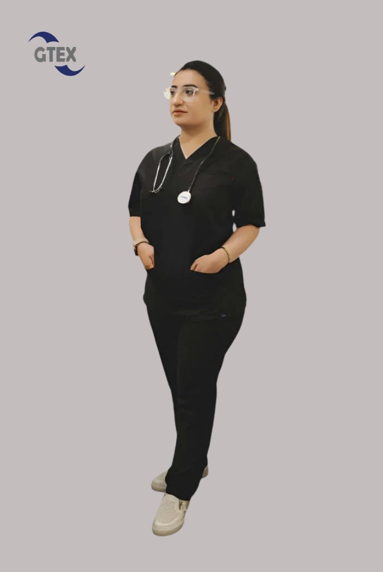 Edge Line™ Black Scrub Suit for Unisex by GTEX Apparels Pakistan