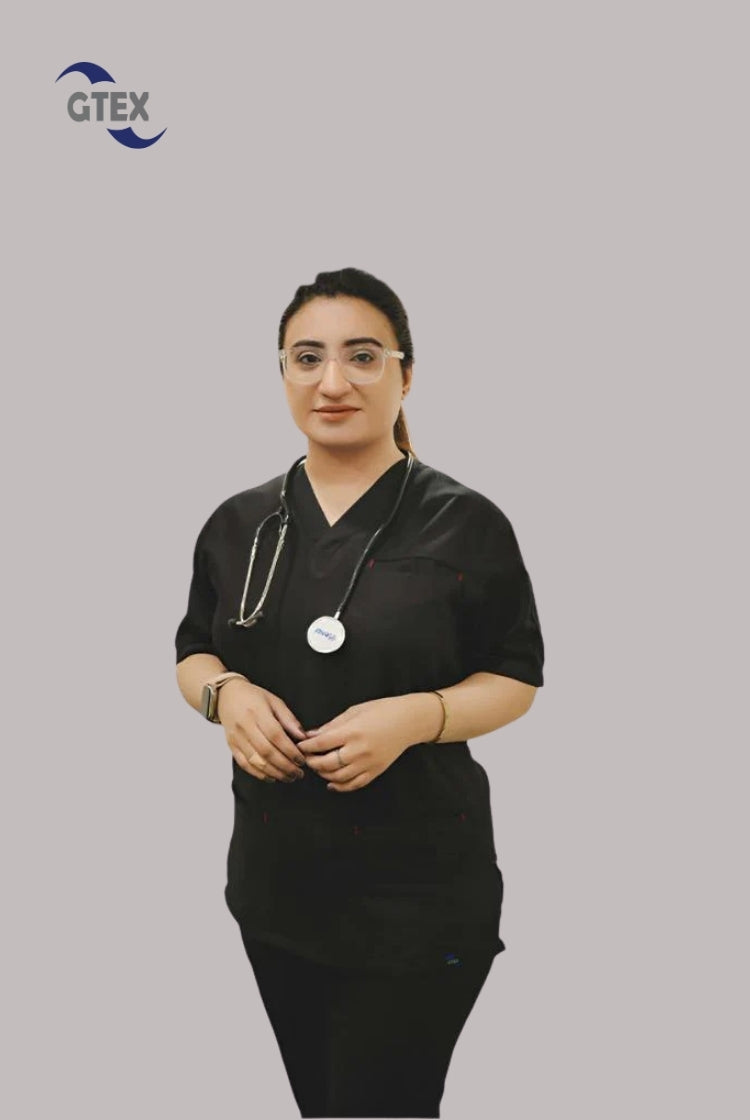 Edge Line™ Black Scrub Suit for Unisex by GTEX Apparels Pakistan