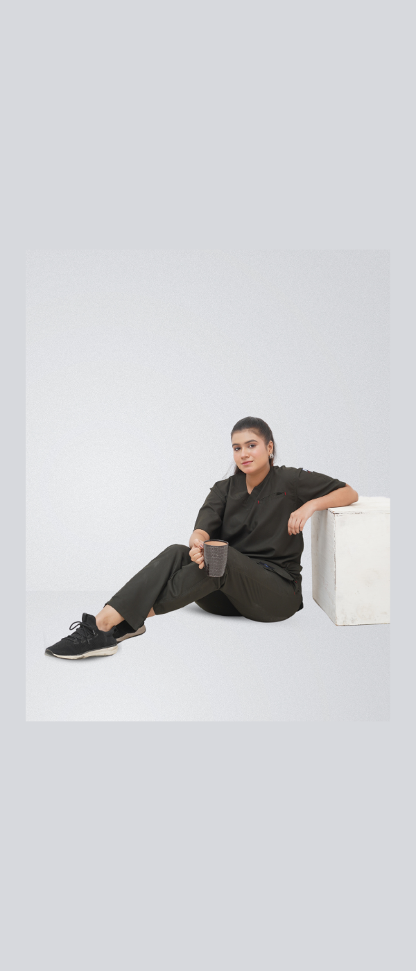 Edge Line™ Black Scrub Suit for Women by GTEX Apparels Pakistan