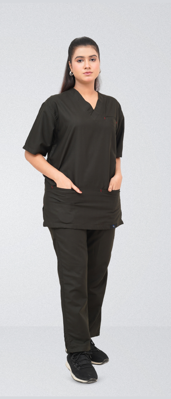 Edge Line™ Black Scrub Suit for Women by GTEX Apparels Pakistan