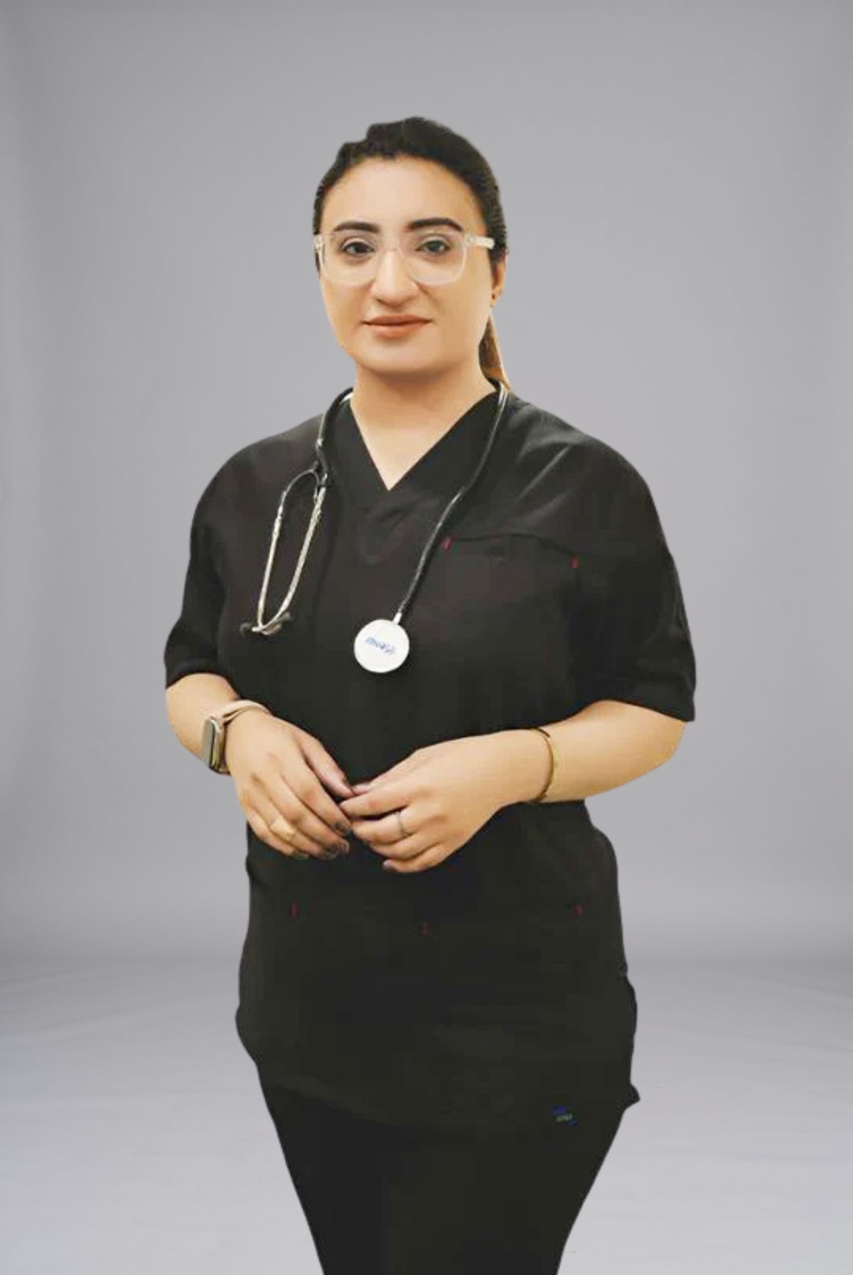 Edge Line™ black scrub for unisex by Gtex Apparels in Pakistan, designed for practical healthcare work environments 2