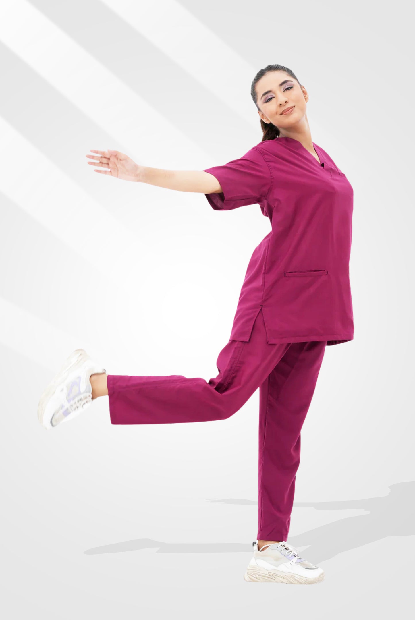 Edge Line™ Bright maroon Scrub Suit for Women by GTEX Apparels Pakistan