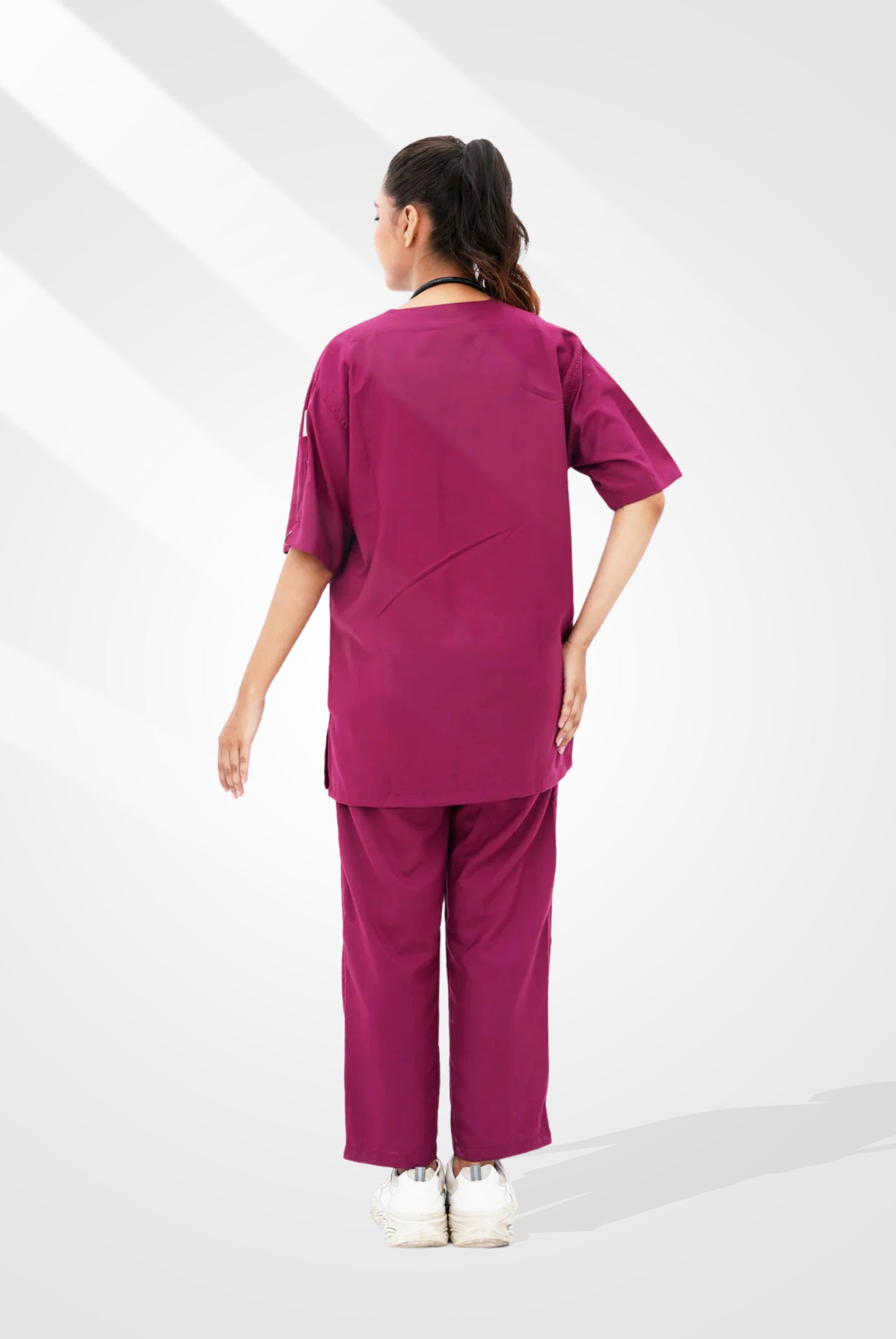Edge Line™ Bright maroon Scrub Suit for Women by GTEX Apparels Pakistan