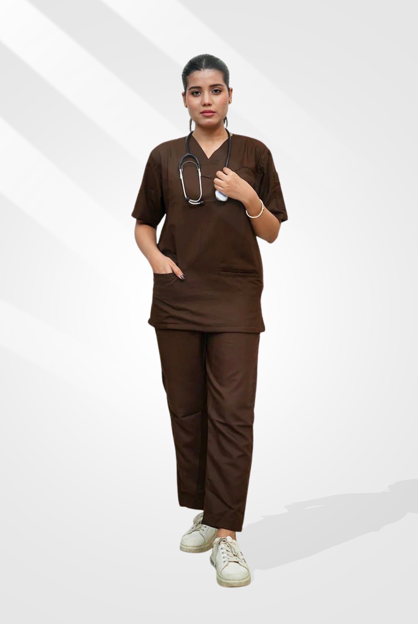 Edge Line™ Dark Brown Scrub Suit for Unisex by GTEX Apparels Pakistan
