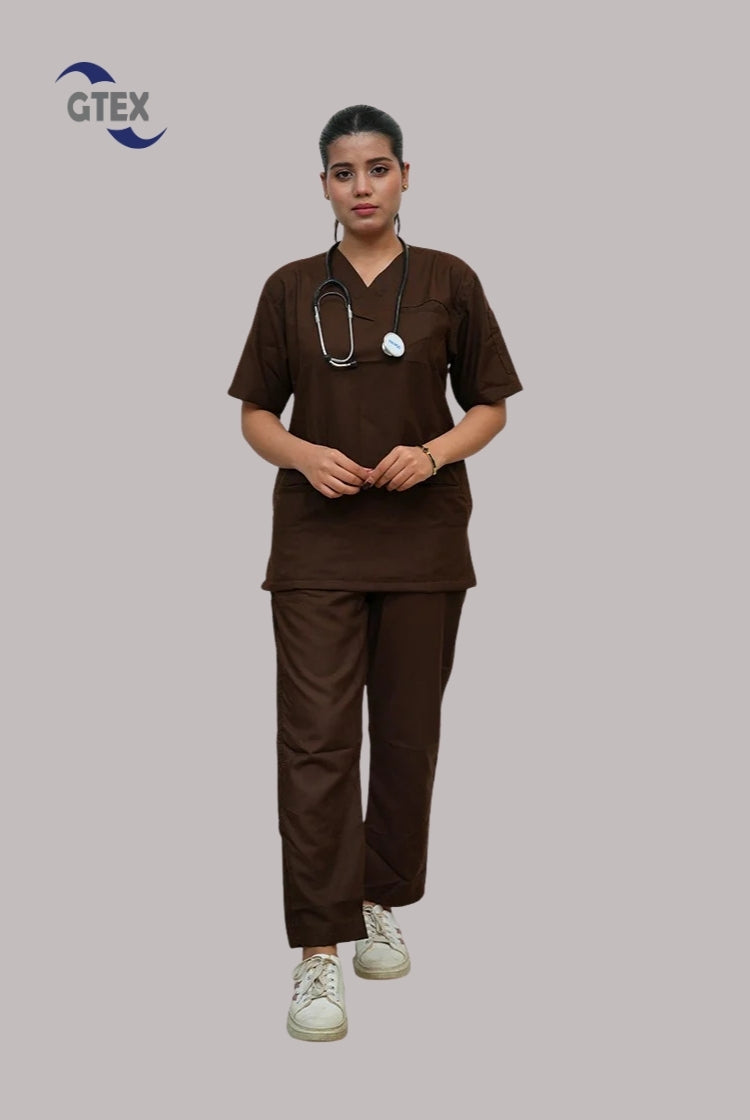 Edge Line™ Dark Brown Scrub Suit for Unisex by GTEX Apparels Pakistan
