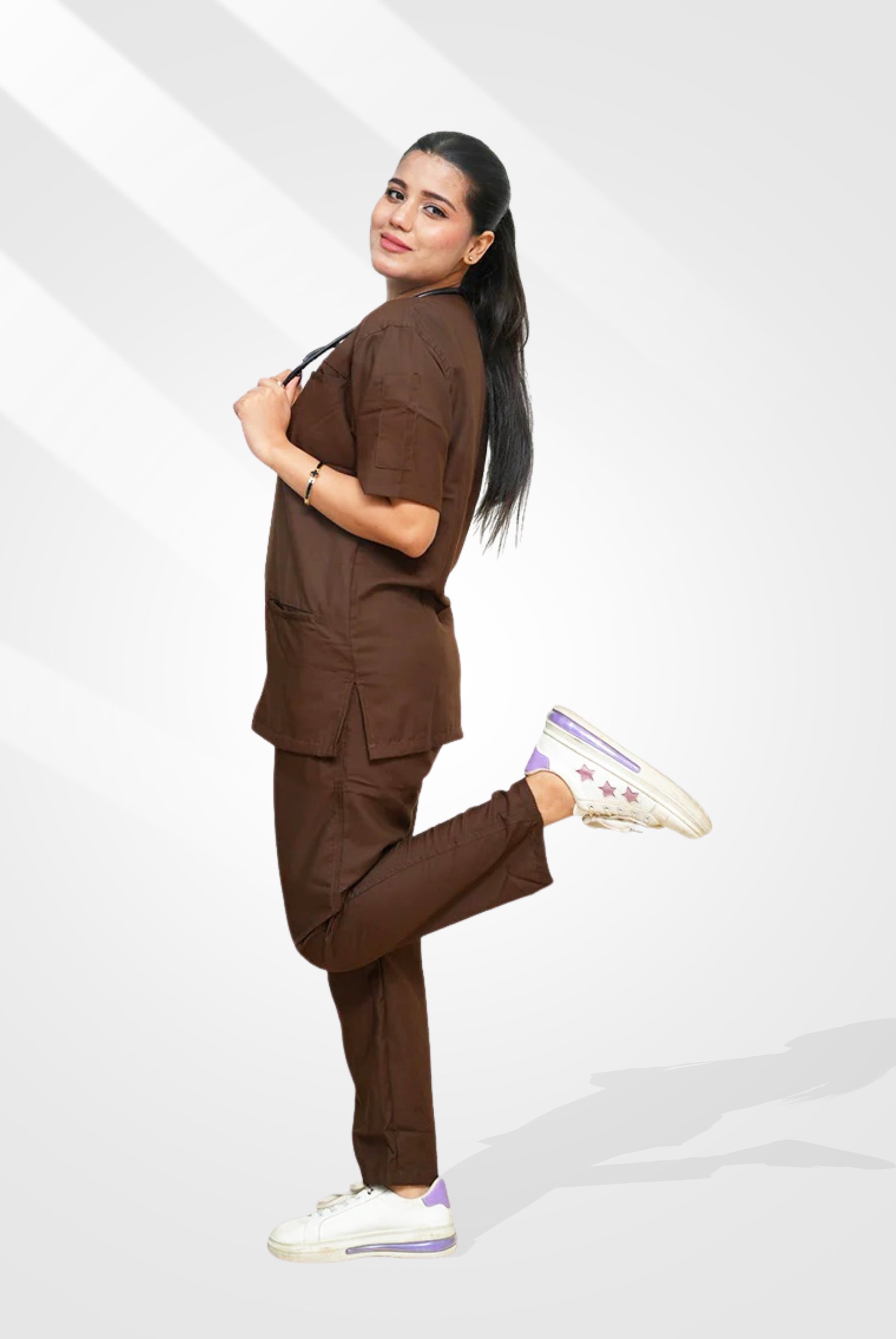 Edge Line™ Dark Brown Scrub Suit for Unisex by GTEX Apparels Pakistan