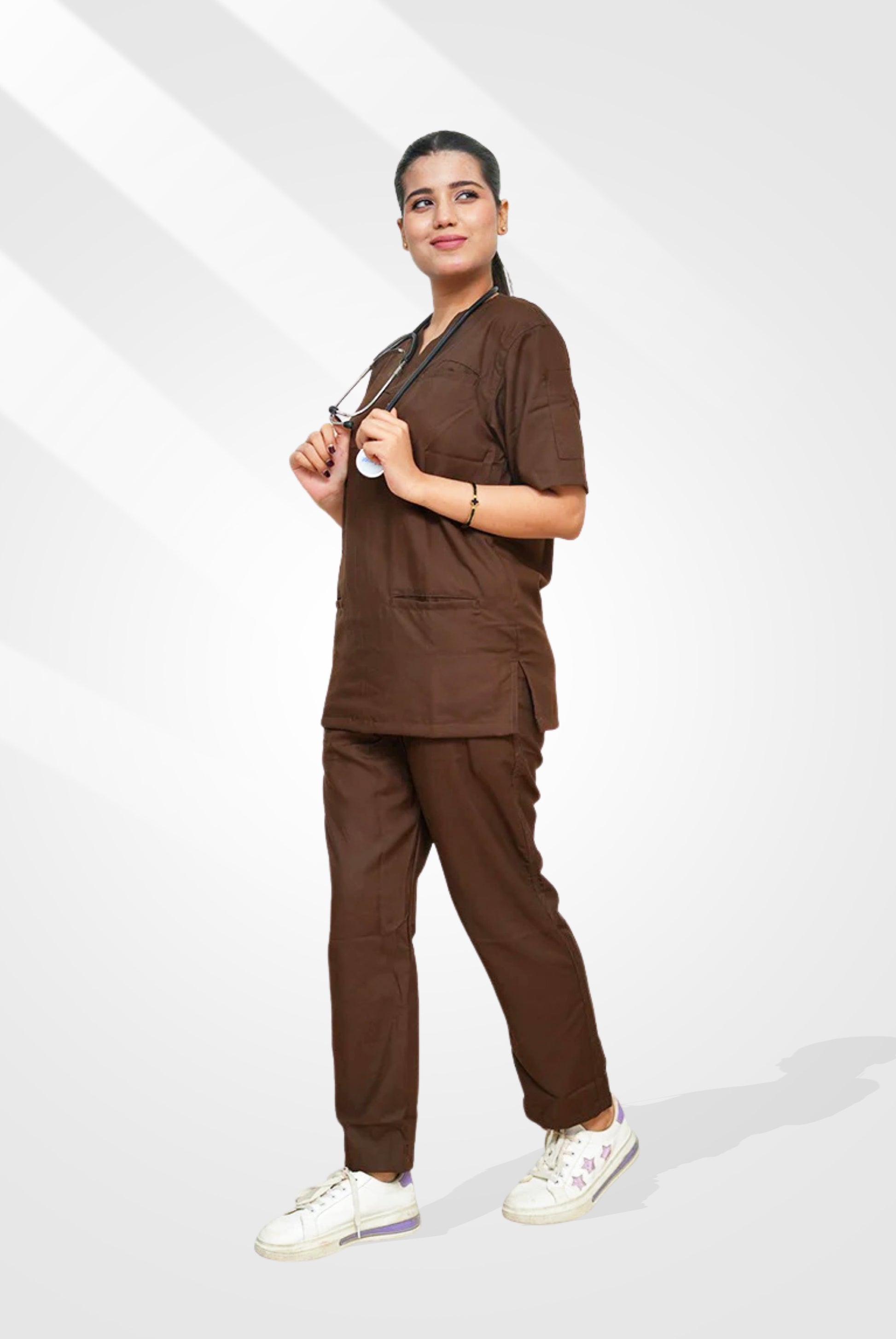 Edge Line™ Dark Brown Scrub Suit for Unisex by GTEX Apparels Pakistan