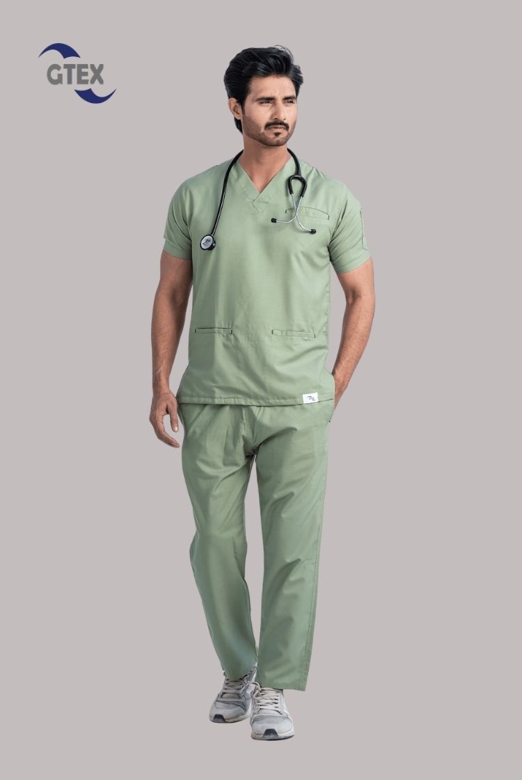 Edge Line™ Mint Green Scrub Suit for Men by GTEX Apparels Pakistan