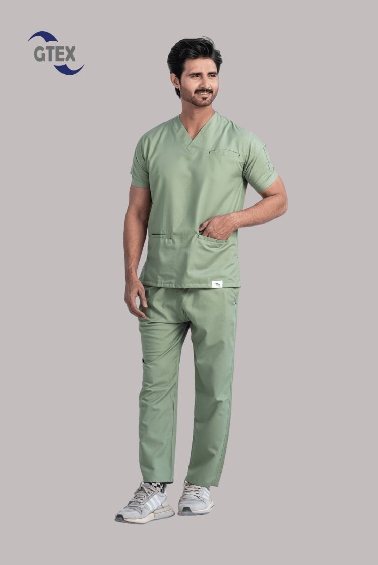 Edge Line™ Mint Green Scrub Suit for Men by GTEX Apparels Pakistan