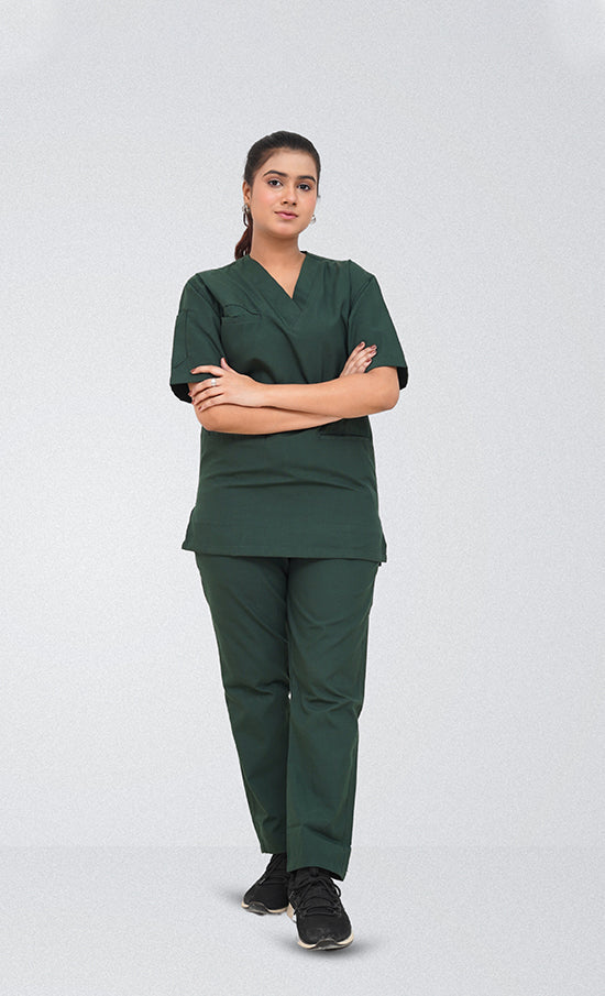 Edge Line™ Parrot Green Scrub Suit for Women by GTEX Apparels Pakistan