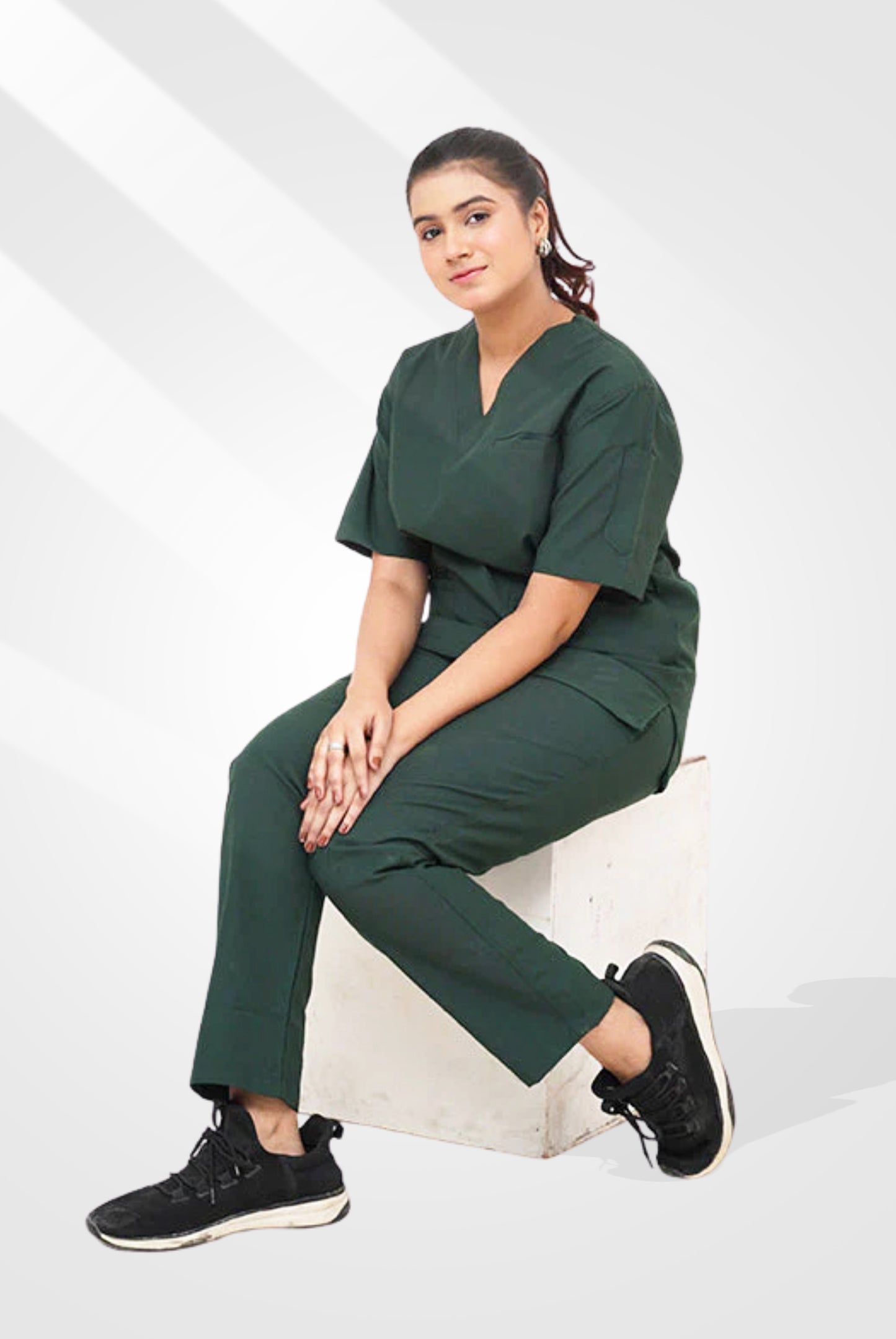 Edge Line parrot green scrub for women by Gtex Apparels in Pakistan, designed for practical healthcare work environments 3