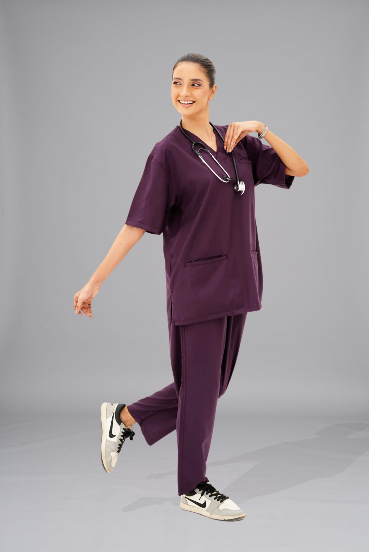 Buy Edge Line purple scrubs for unisex in Pakistan by Gtex Apparels comfortable workwear for daily use 3
