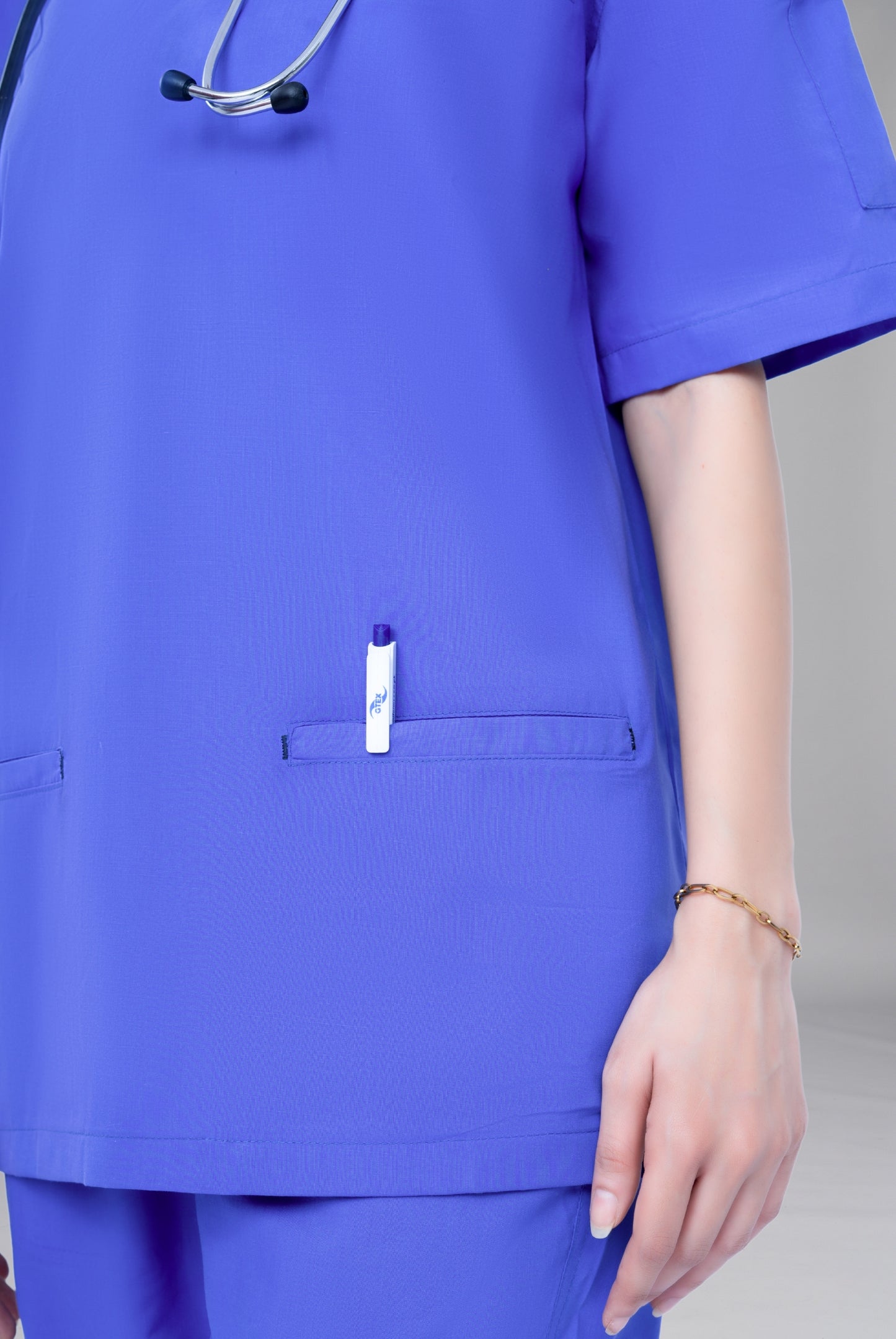 Buy Edge Line™ Sapphire Blue Scrub for Unisex Online in Pakistan | Premium Medical Uniform for Doctors, Nurses & Healthcare Professionals | GTEX Apparels 3