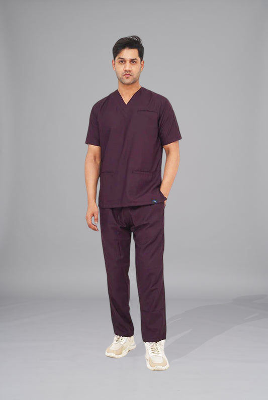 Buy Edge Line™ wine scrubs for men in Pakistan by Gtex Apparels everyday workwear with functional design