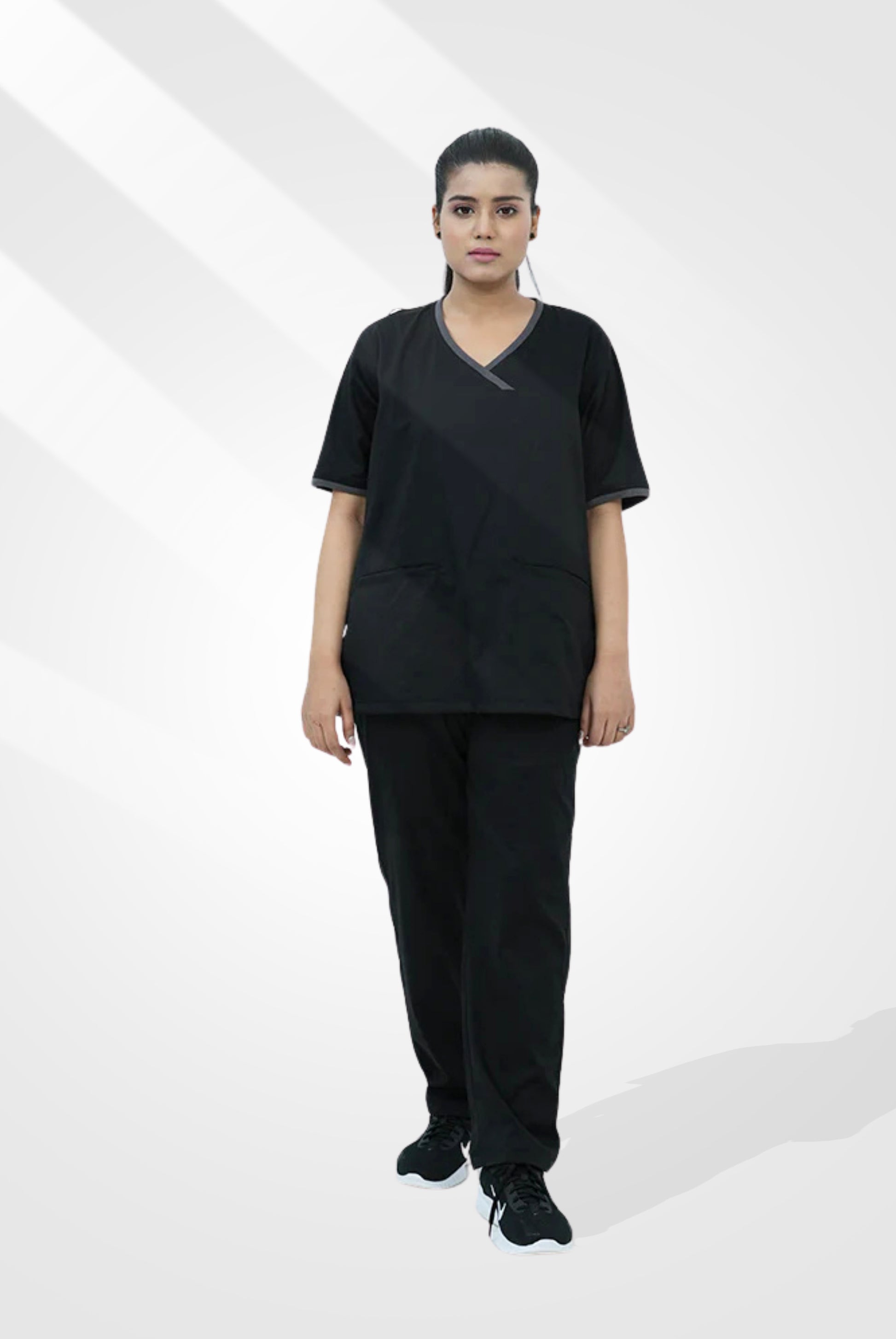 Elite Notch™ Black Scrub Suit for Women by GTEX Apparels Pakistan
