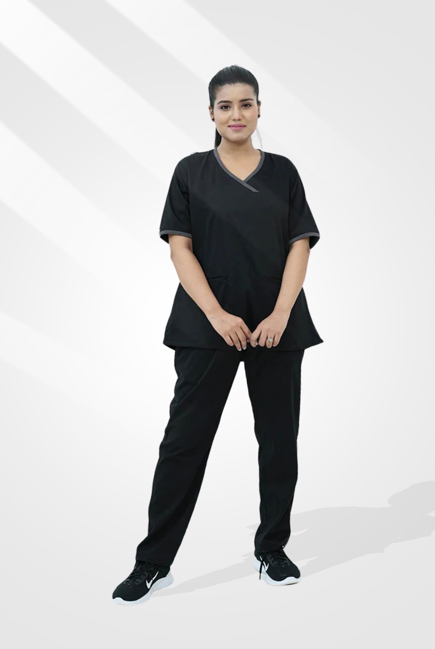 Elite Notch™ Black Scrub Suit for Women by GTEX Apparels Pakistan